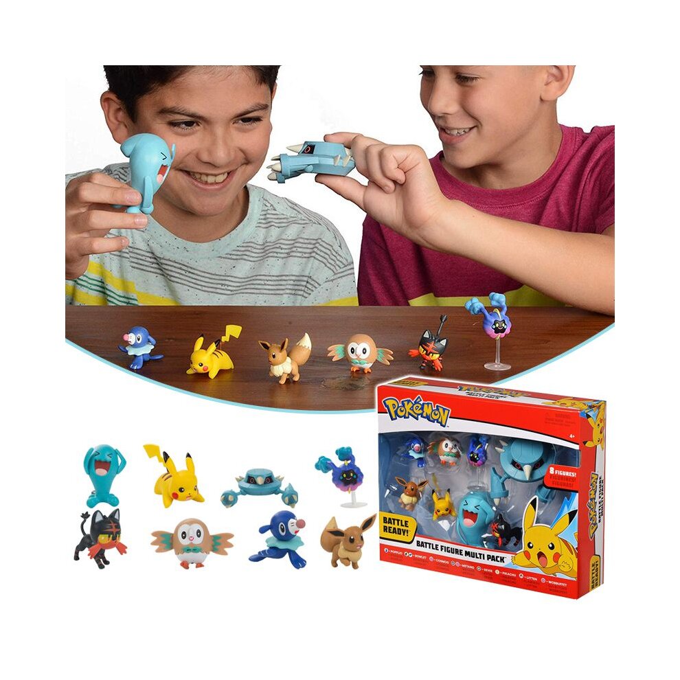 8pcs Set Pokemon Battle Figure Multi Pack Pikachu Eevee Wobbuffet Toys Gifts