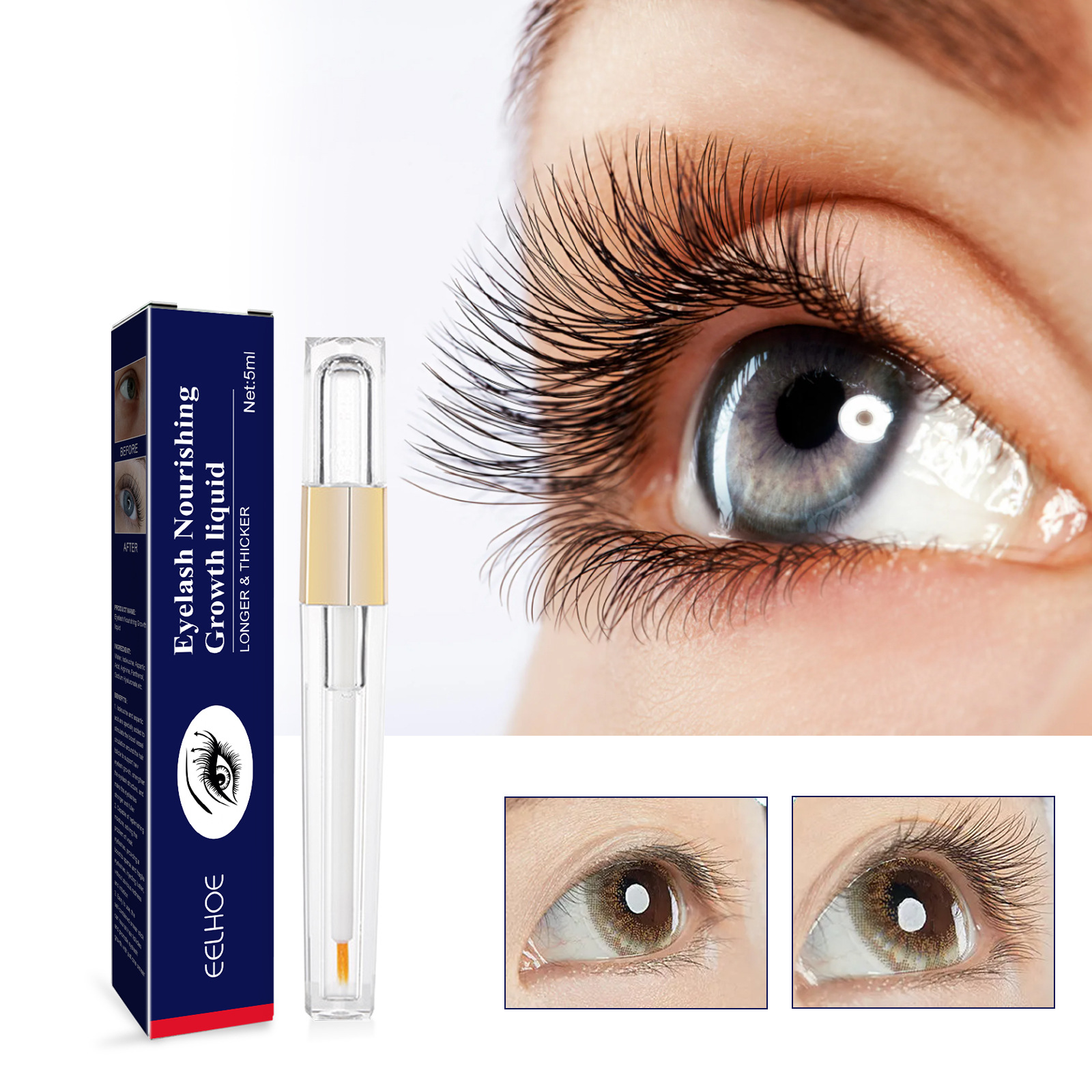 Eyelash Nourishing Growth Liquid Eyelashes Enhancer Serum Lash Lift Lengthening Nourishing Fuller Thicker Lashes Treatment Care 5ml