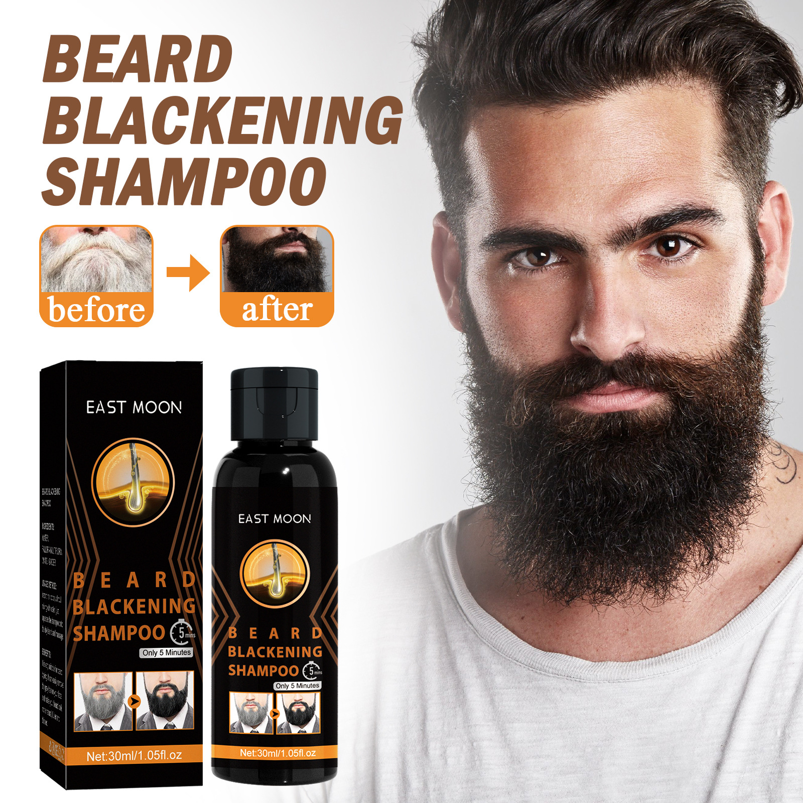Hair Blackening Beard Shampoo Gray White Treatment Repair Nourish Natural Irritate Gray Covers Anti Loss Hair Care For Men Women