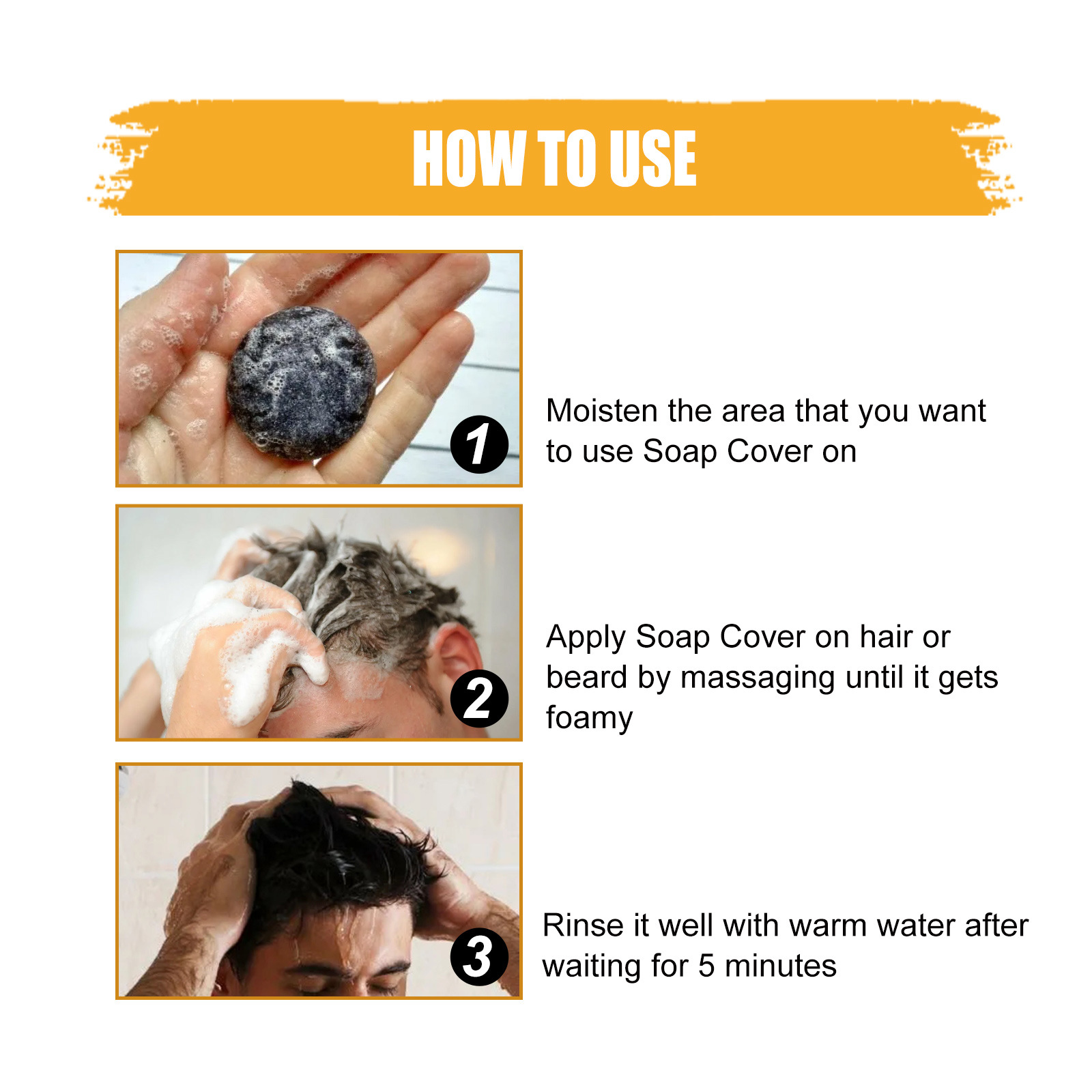 Black Hair Soap Hair Darkening Shampoo Bar Soap Cover for Grey Hair Hair Regrowth Hair Growth 50g