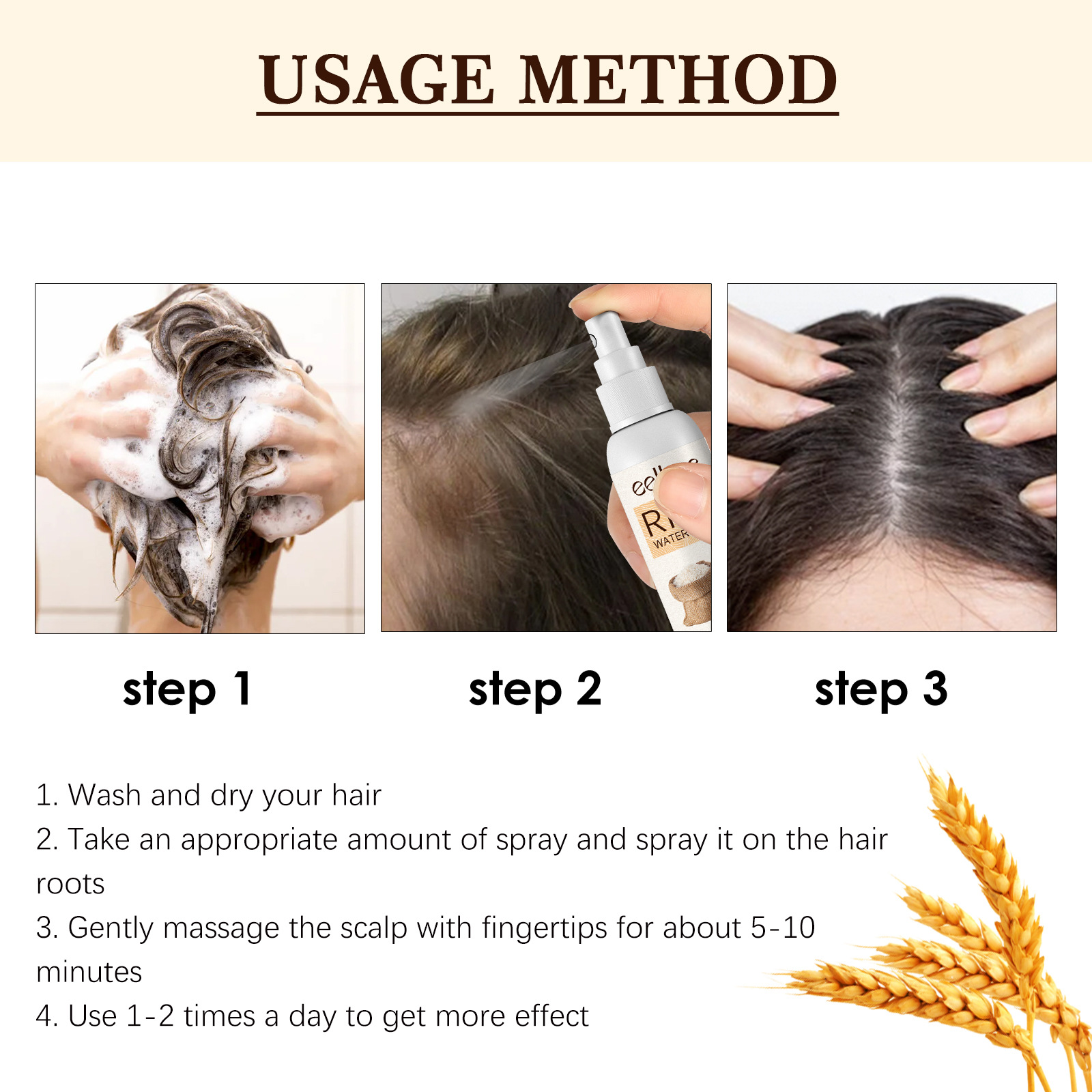 Hair Essence Rice Dense Hair Spray Hair Fast Growth Serum Snti-Hair Loss Seborrheic Hair Loss Repair Deep Care Hair Texture Man Woman 50ml