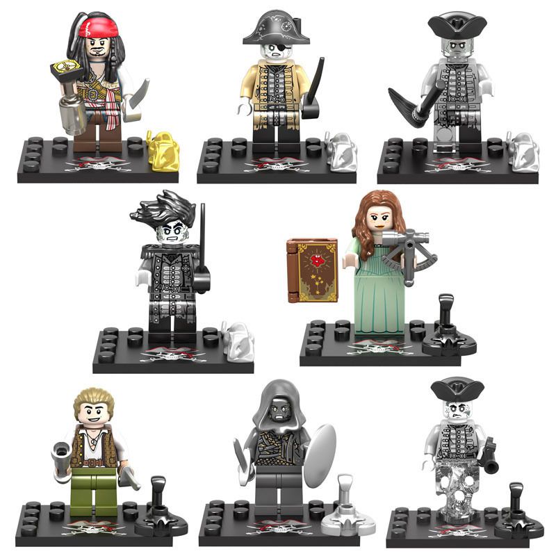 (A) 8pcs Caribbean Pirates Minifigures Compatible Toys Fit Lego