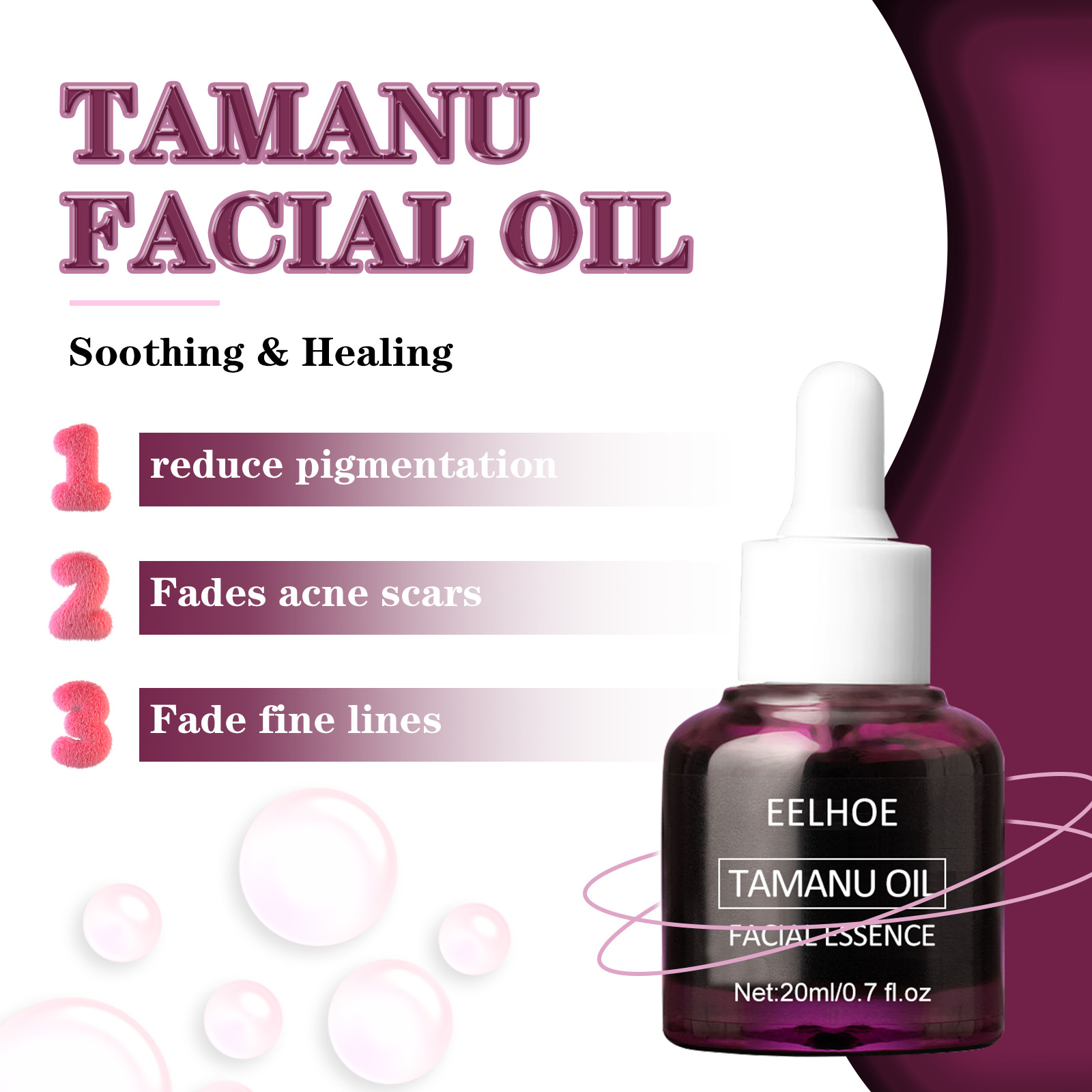 Tamanu Oil Facial Essence Hydration Essence Moisturizer Hydrating Nourishing Whitening Freckles Dark Spot Remove Anti-aging Lighten Melanin Skin Care