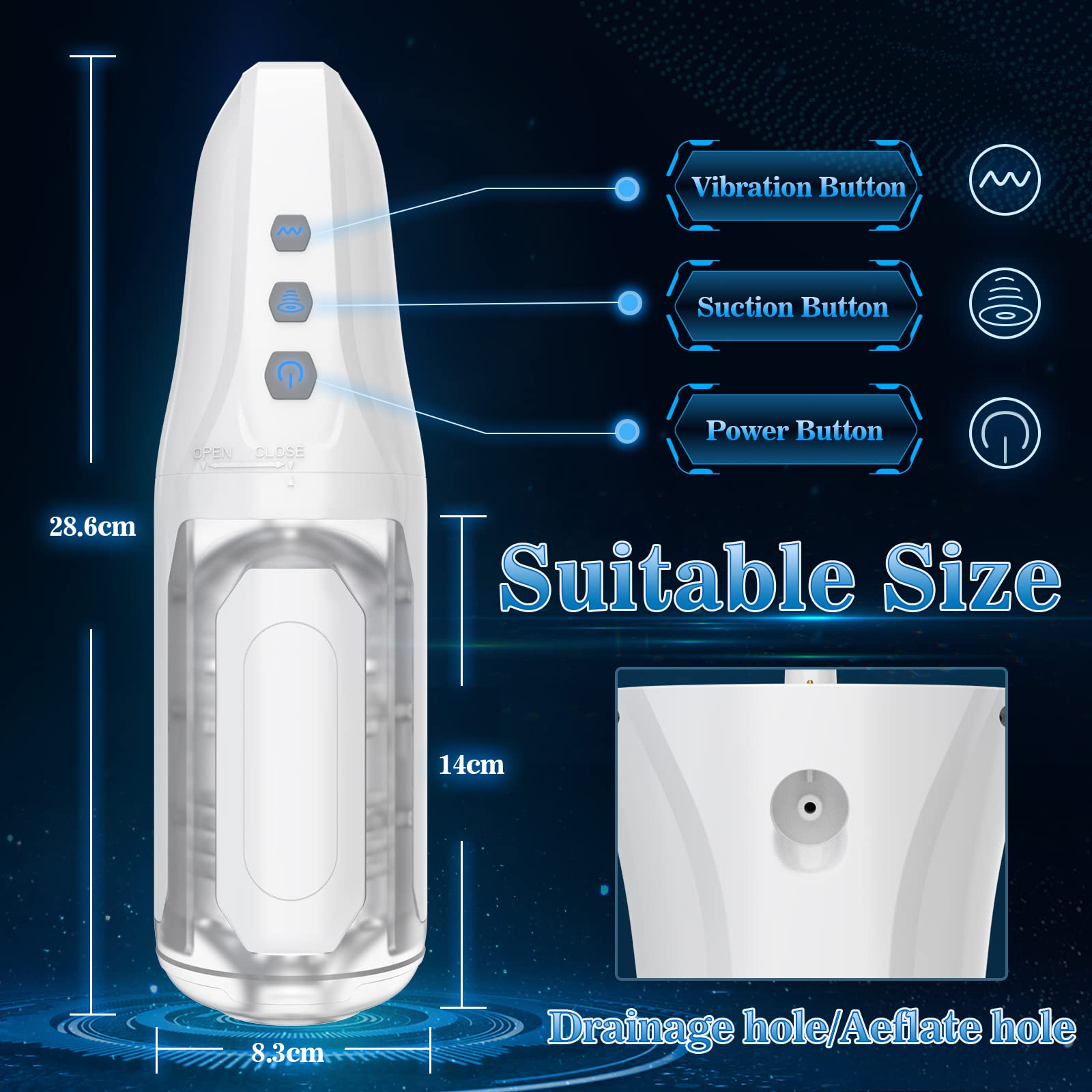 Electric Sucking Male Masturbator Cup Automatic Adult Oral Pocket Pussy Sex Toys with 8 Vibration and 4 Clamp Suction Modes for Penis Stimulation