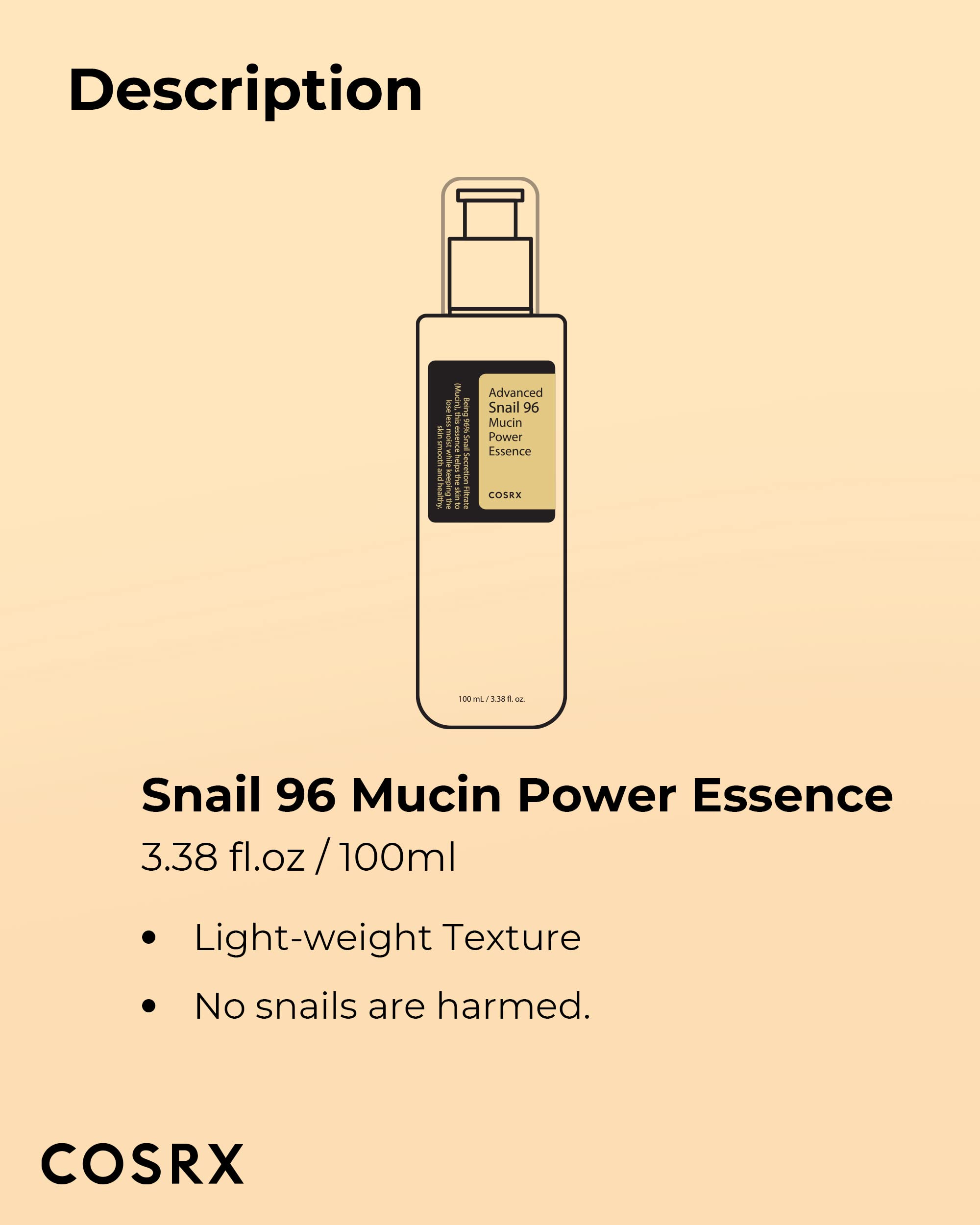 COSRX Advanced Snail 96 Mucin Power Essence 100ml Skin Repair Hydrating Serum Snail Secretion Filtrate 96 Percent Hyaluronic Acid Korean Skincare
