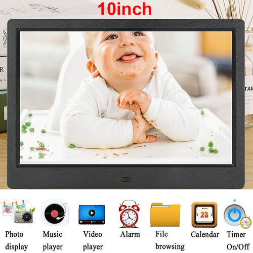 10 Inch Smart HD Digital Photo Frames Electronic Clock Picture Video Gift Black