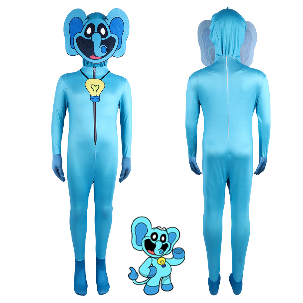 (110CM) Smiling Critters Costume Bubba Bubbaphant Cosplay Child Halloween Party Dress up With Head Cover Bodysuit