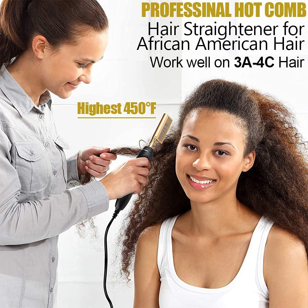 Electric Hot Comb Hair Straightener Hot Anti-Scald Portable Curling Flat Iron Salon for Home