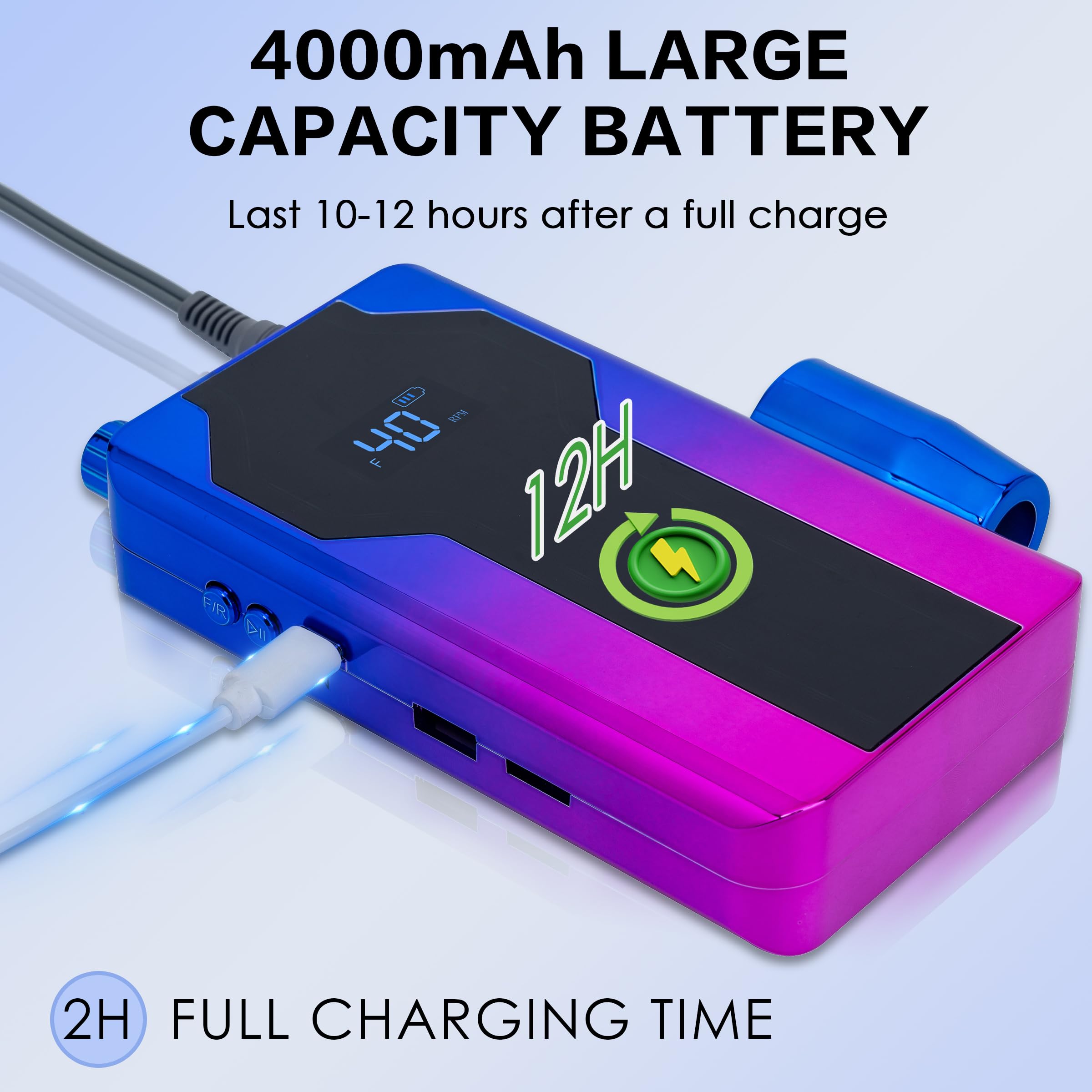 40000 RPM Electric Nail Drill Electric Nail File Professional Perfect Gift for Nail Lover-Blue-Violet