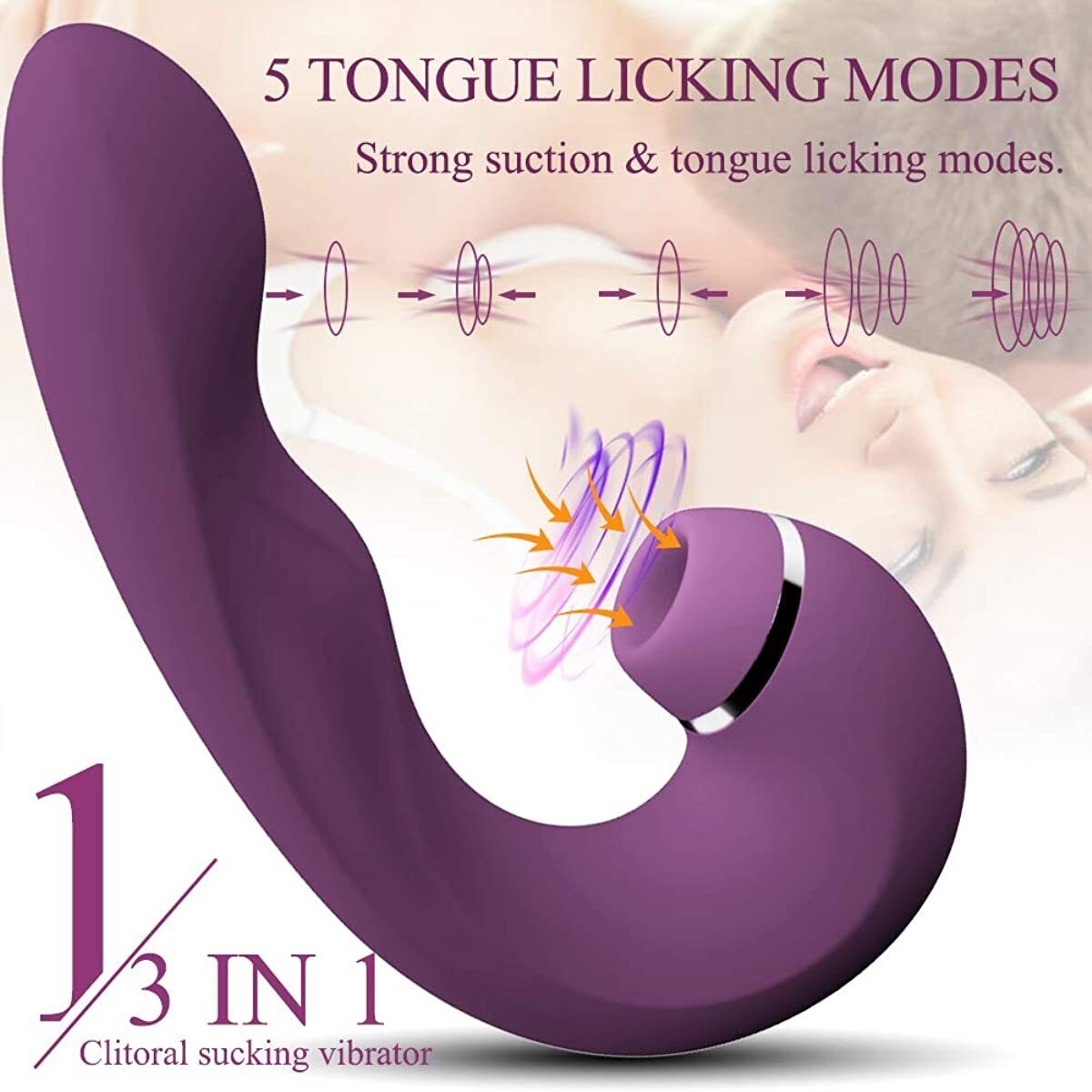 Rabbit Vibrator 3in1 Dildo Clit Sucker Flapping Sucking Lick G-Spot Adult Sex Toys for Women