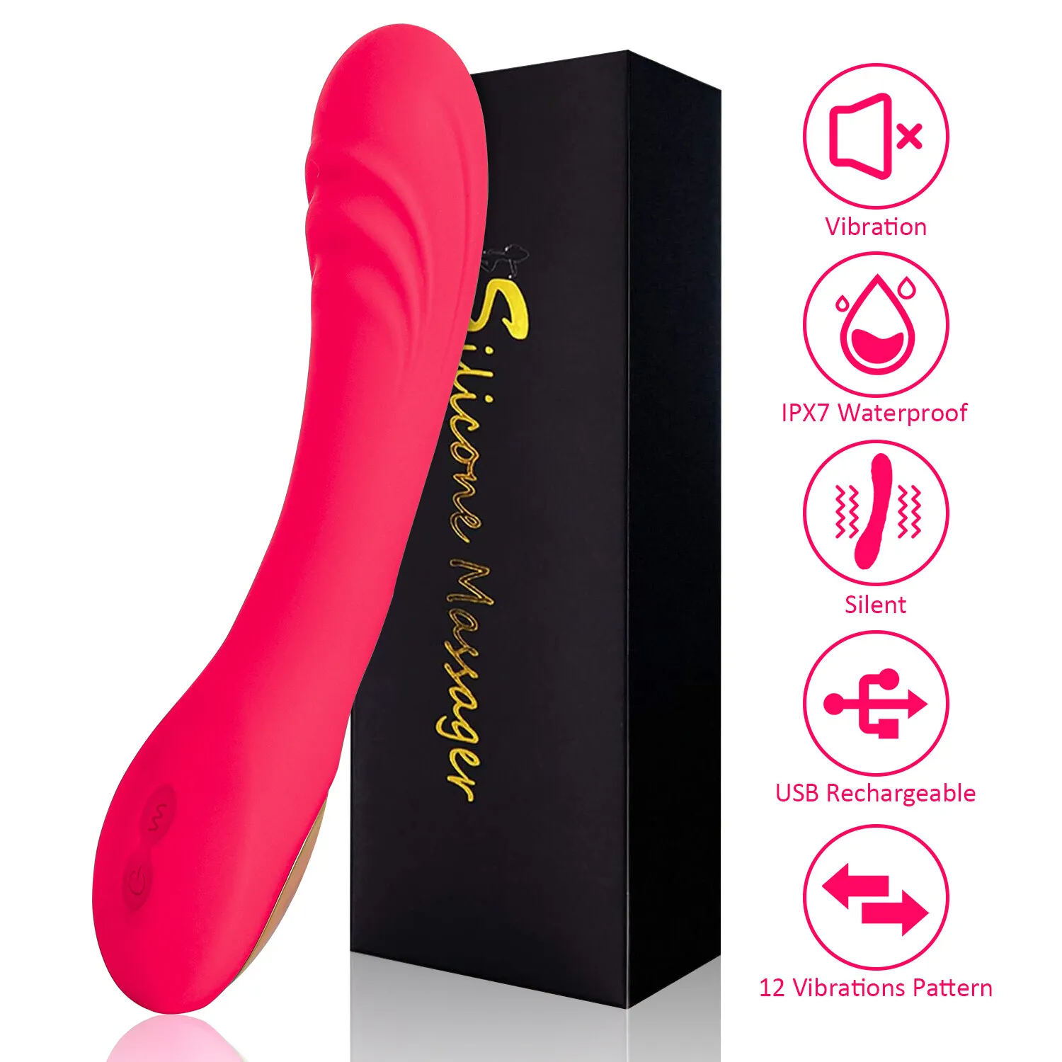 Rechargeable Vibrator G Spot Vibrating Magic Wand Full Body Massager Dildo G-spot Clit Stimulator Women Adult Sex Toy