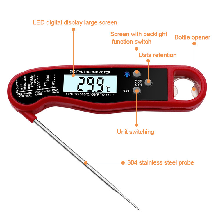 Meat Thermometer Thermometer With Backlight & Calibration Digital Hand Tools BBQ Tool