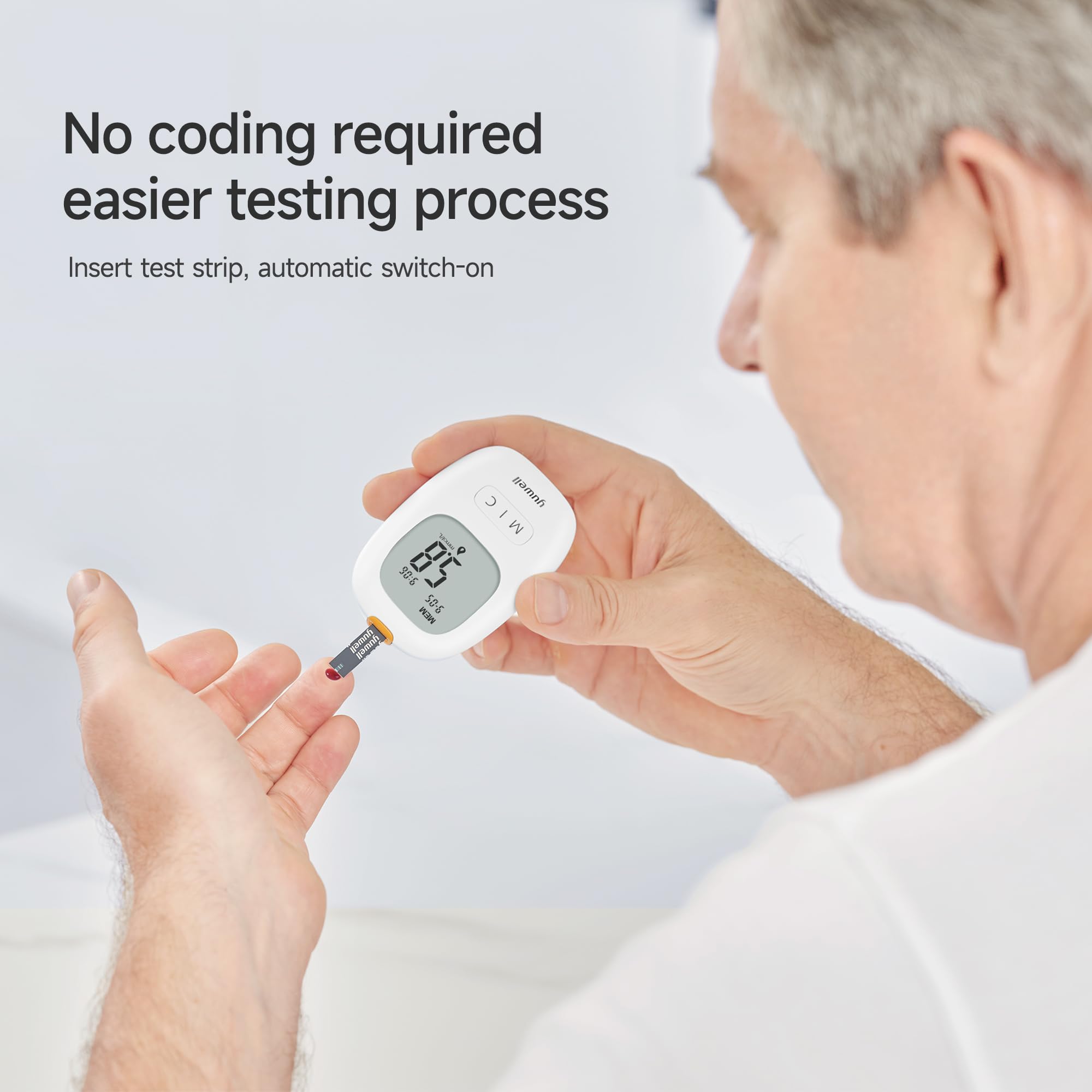 (test strips set 50pcs for model 710 and 582) yuwell Blood Glucose Monitor Blood SugarTesting Kit with Test Strips x 50 and Lancets x 50 Ideal for Home Use Batteries Included