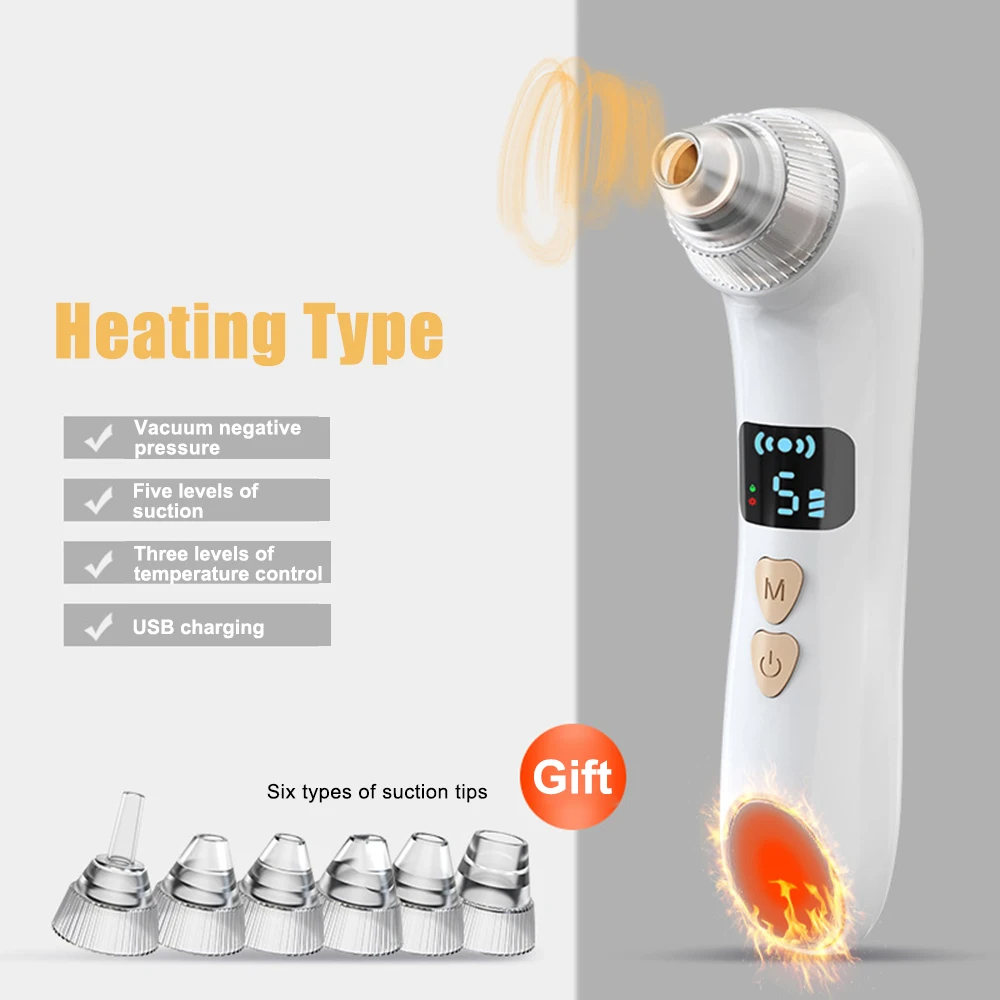 (White Not Visualize) Blackhead Remover Pore Vacuum Facial Deep Clean Machine Blackheads Acne Water Cycle Black Dot Remover Heated Face Extractor Electric Blackhead Sucker