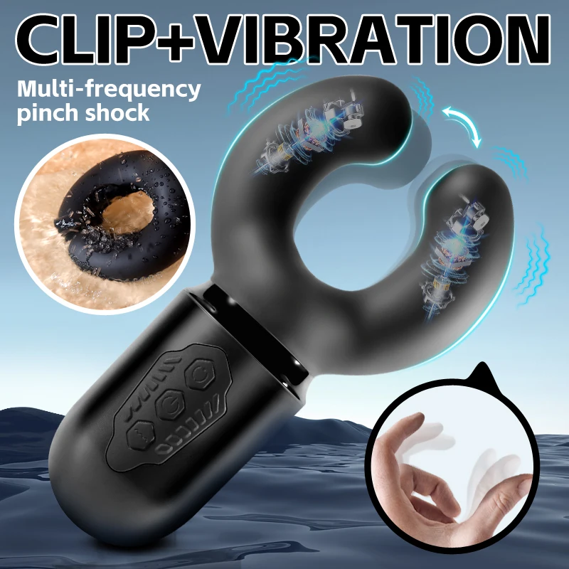 Male Masturbator Sex Toys Vibrator Double Points Strong Vibration Adult Couples Masturbation Automatic Wrap Clip G Spot C Spot Stimulation Unisex