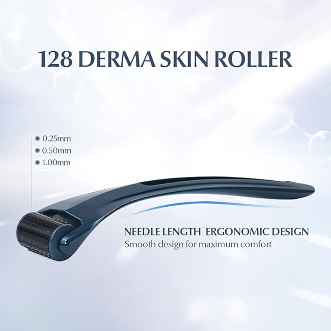 (0.25mm) Derma Roller DRS 128 Titanium Needle Microneedling Therapy Face Beauty Tool Face Roller Skin Rejuvenation Anti Aging Hair Beard Regrowth Home Skin Care