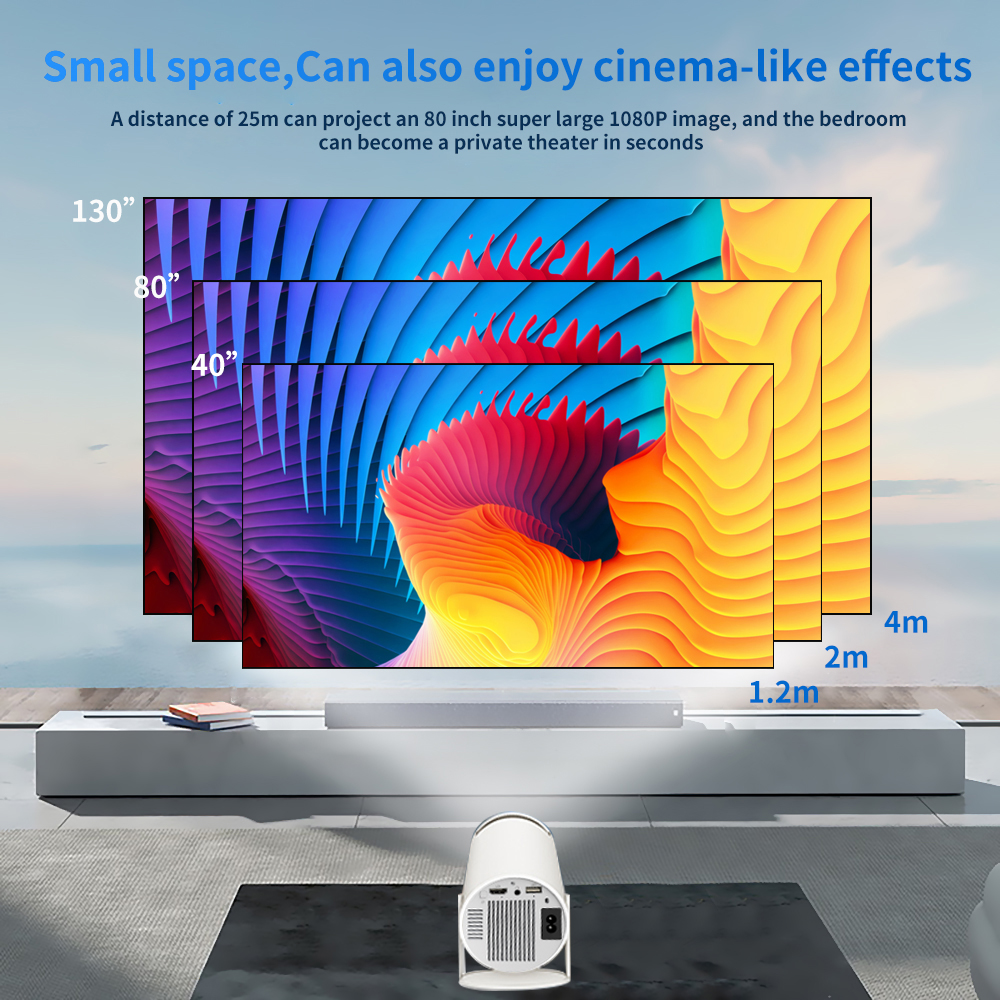 Wifi Projector Mini Gaming Projector with 2 Wireless Controllers 4K Android Bluetooth Mini Projectors Smart Portable Home Theater for Outdoor