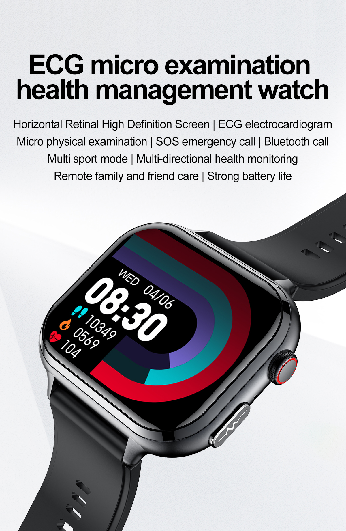 AI Medical Grade Health Smart Watch Man ECG+PPG+HRV Blood Sugar Fat Uric Acid Heart Rate BT Call Smartwatch