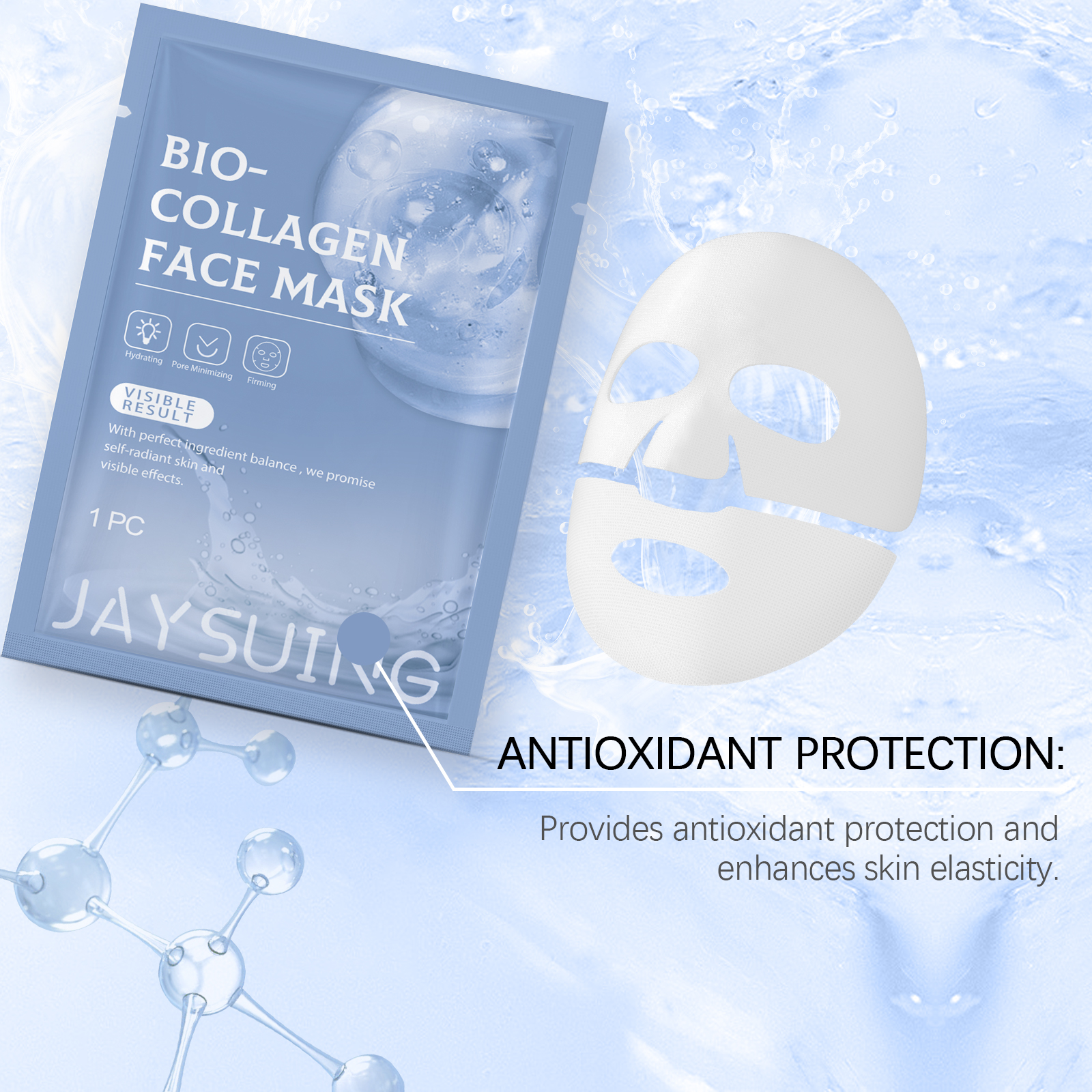 (1 PC) Bio Collagen Face Mask Fades Fine Lines Hydrating Moisturizing Firming Brighten Shrink Pores Rejuvenation Hyaluronic Acid Wrapping Mask Korean