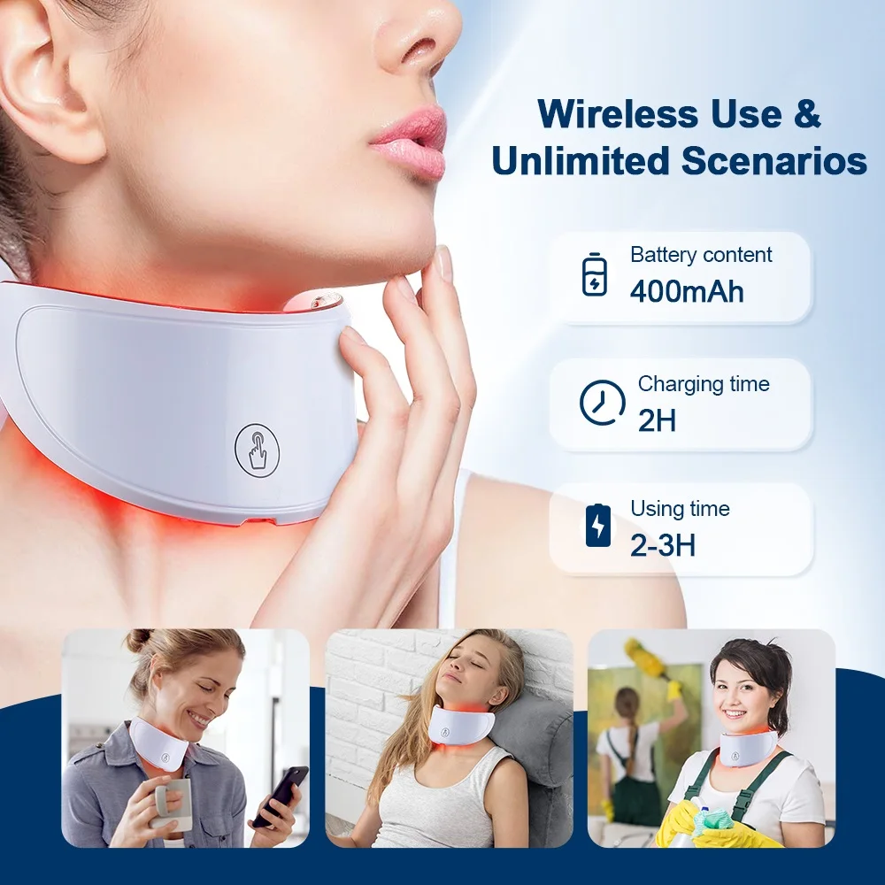 Neck LED Mask 7 Colors Photon Neck Beauty Mask Neck Wrinkle Remover Skin Rejuvenation Tightening Brightening Lifting Device Anti Wrinkle Skin Care