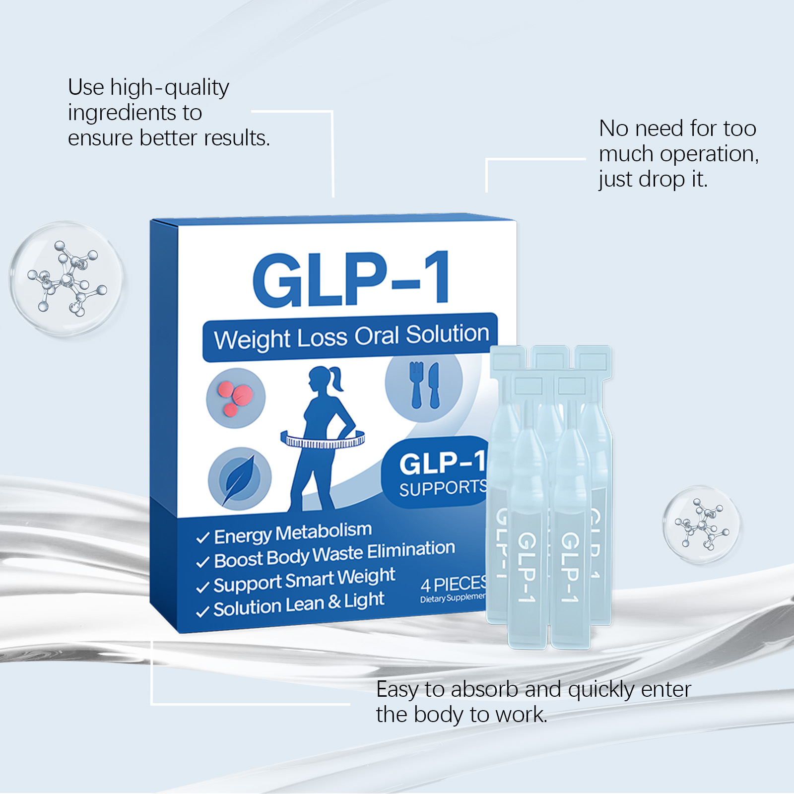 Weight Loss Oral Solution for Body Care Ideal Body Shaping Tighter Skin and Toned Curves Slimming Gut and Metabolic Health Boost Body Waste Elimination