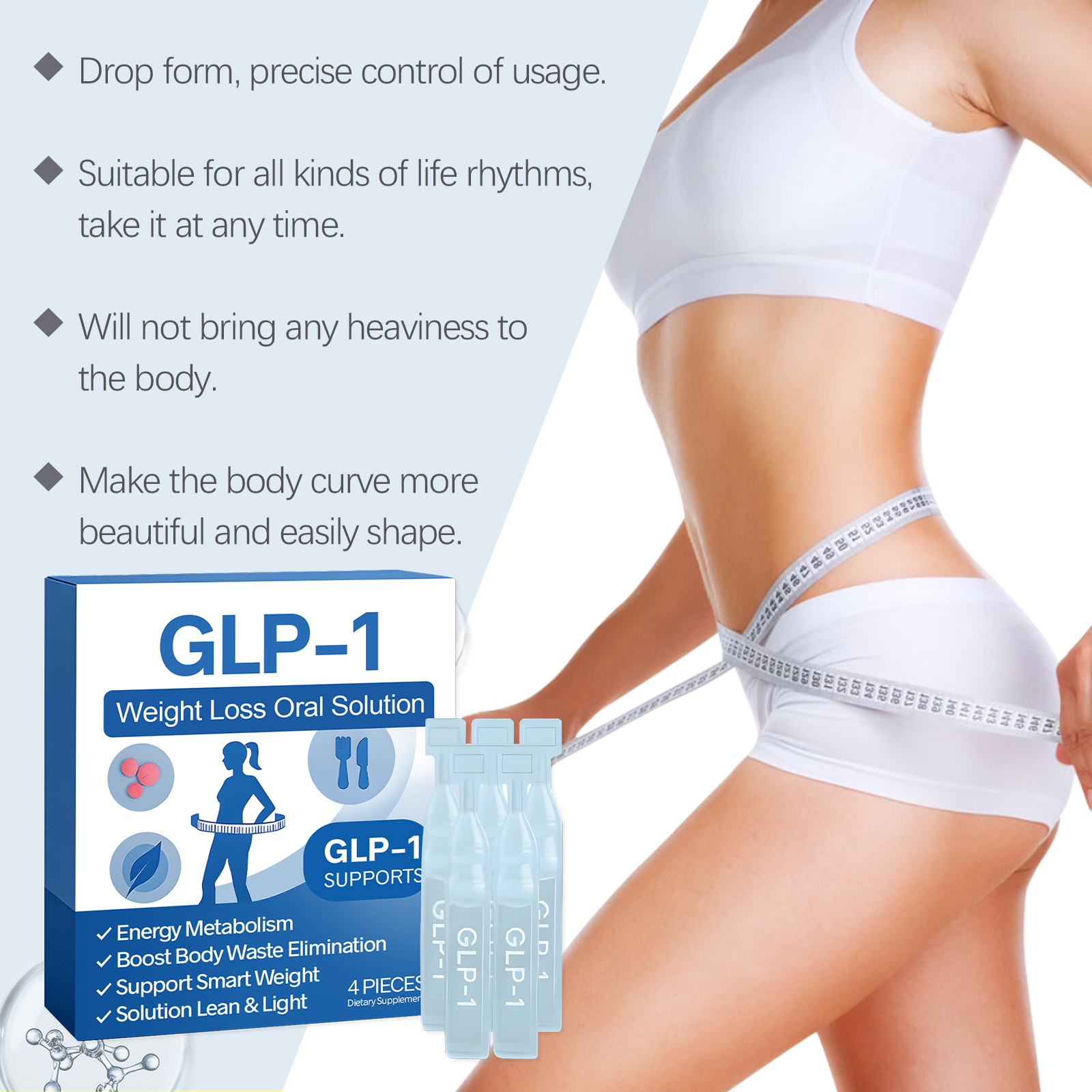 Weight Loss Oral Solution for Body Care Ideal Body Shaping Tighter Skin and Toned Curves Slimming Gut and Metabolic Health Boost Body Waste Elimination