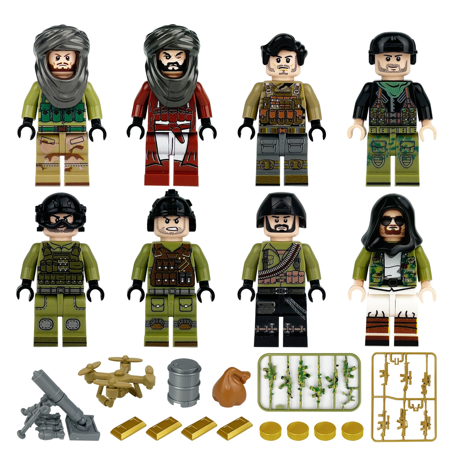 (Style A) Men Mini Figure Educational Toys Terrorist Attackers Building Blocks Role Play Strategy Play and Display Collection Gift Choice For Kids
