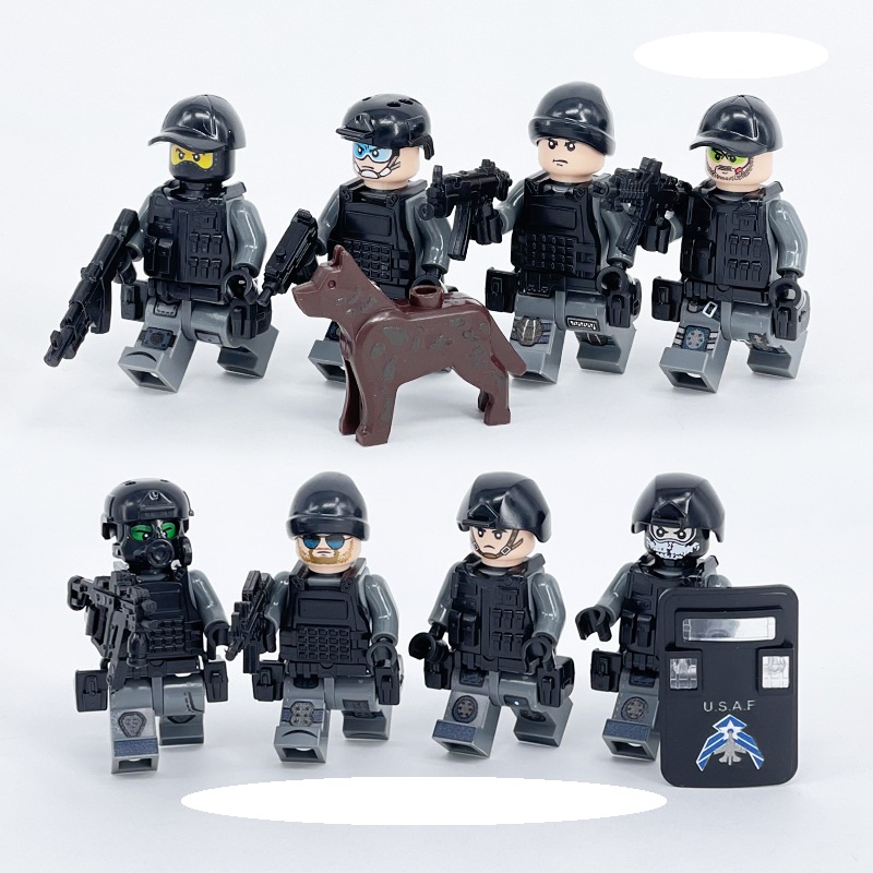 (8 Pcs Soldiers B) Army Soldiers Building Block Toys Commando Action Mini Figures with Multiple Military Weapons Accessories Role Play for Kids