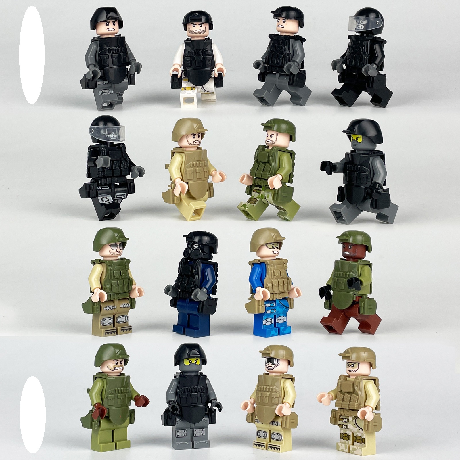 (8 Pcs Soldiers B) Army Soldiers Building Block Toys Commando Action Mini Figures with Multiple Military Weapons Accessories Role Play for Kids
