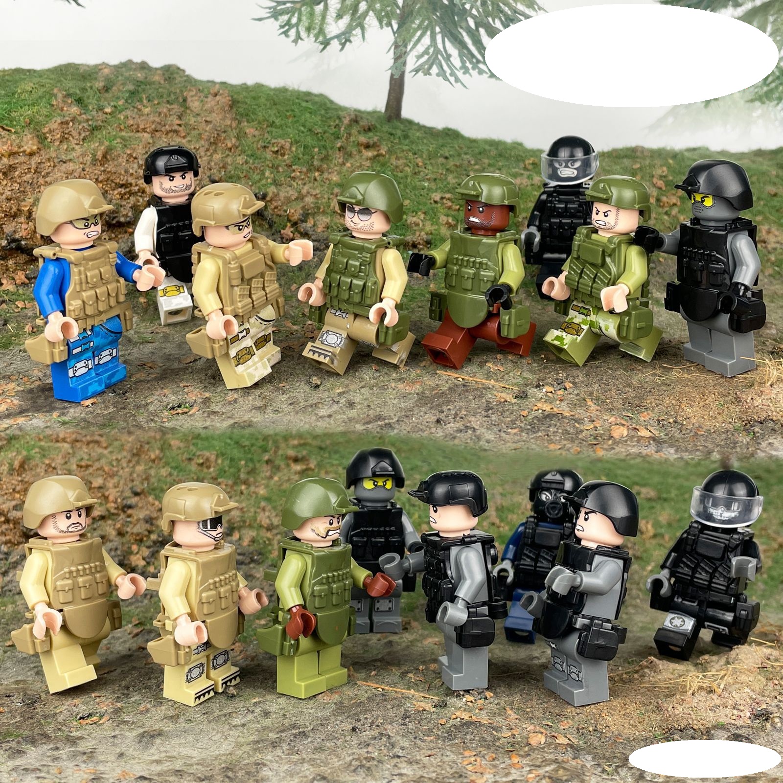 (8 Pcs Soldiers B) Army Soldiers Building Block Toys Commando Action Mini Figures with Multiple Military Weapons Accessories Role Play for Kids