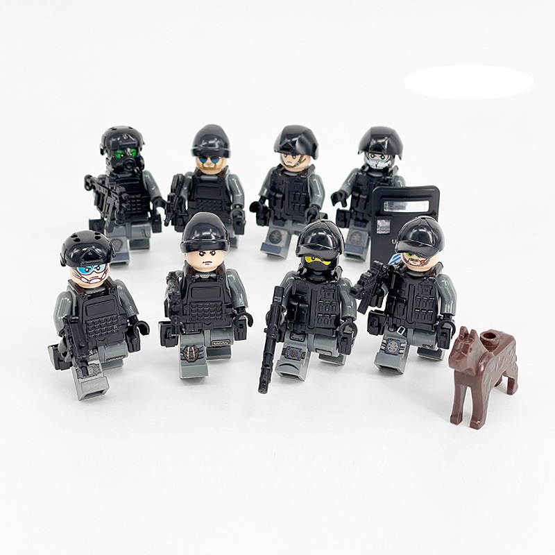 (8 Pcs Soldiers B) Army Soldiers Building Block Toys Commando Action Mini Figures with Multiple Military Weapons Accessories Role Play for Kids