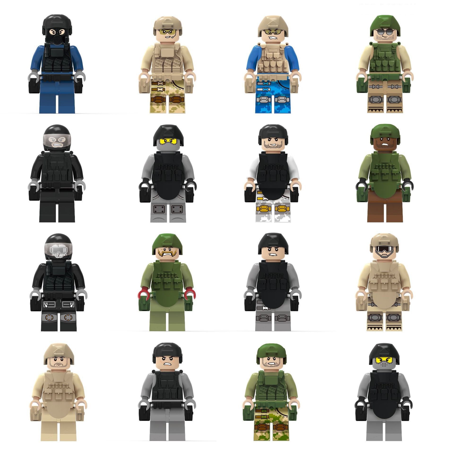 (8 Pcs Soldiers B) Army Soldiers Building Block Toys Commando Action Mini Figures with Multiple Military Weapons Accessories Role Play for Kids