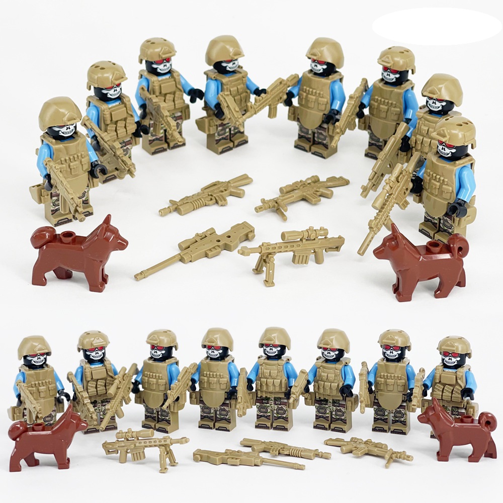 (8 Pcs Soldiers B) Army Soldiers Building Block Toys Commando Action Mini Figures with Multiple Military Weapons Accessories Role Play for Kids
