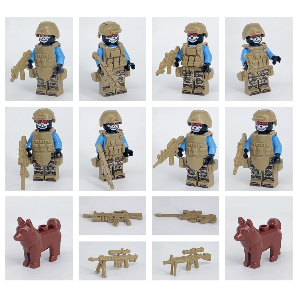 (8 Pcs Soldiers B) Army Soldiers Building Block Toys Commando Action Mini Figures with Multiple Military Weapons Accessories Role Play for Kids