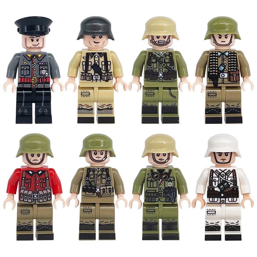 (8 Pcs Soldiers B) Army Soldiers Building Block Toys Commando Action Mini Figures with Multiple Military Weapons Accessories Role Play for Kids