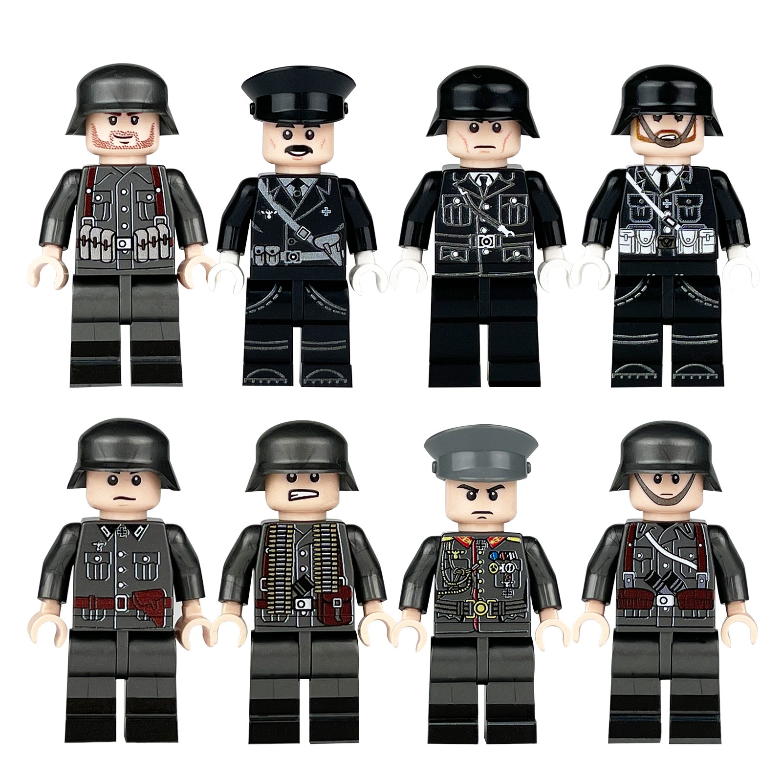 (8 Pcs Soldiers B) Army Soldiers Building Block Toys Commando Action Mini Figures with Multiple Military Weapons Accessories Role Play for Kids