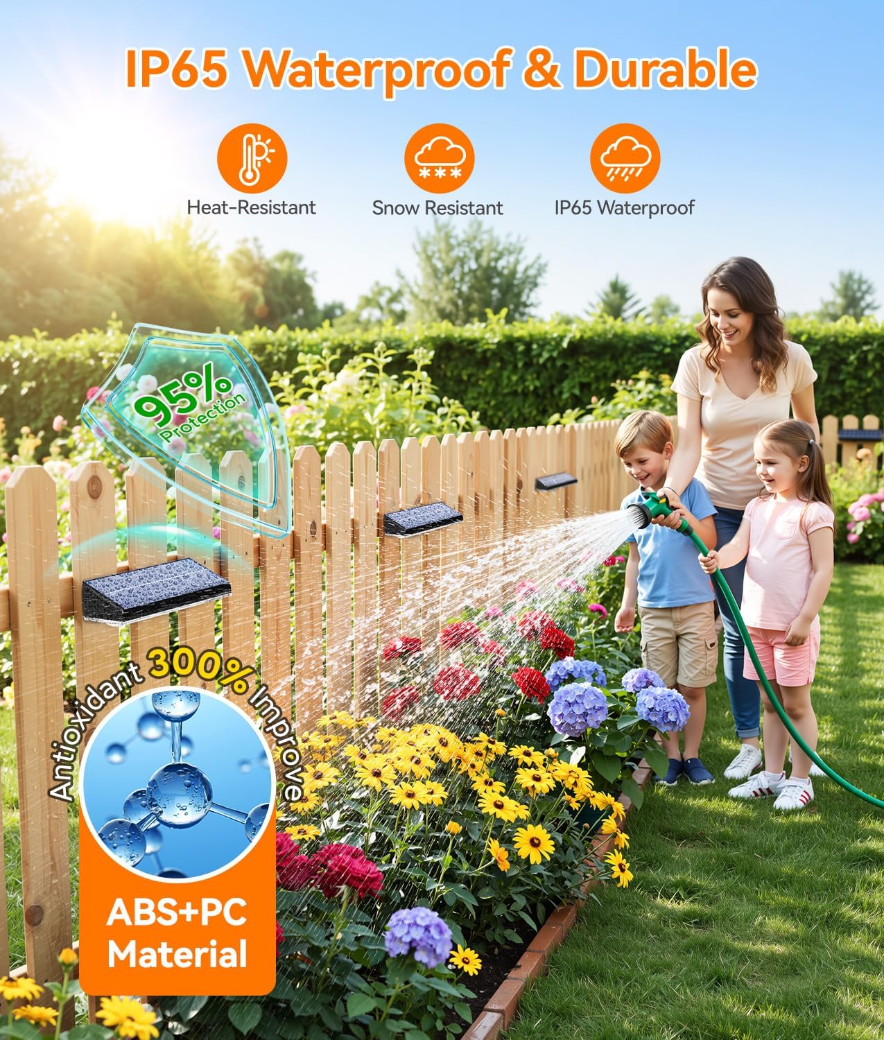 (4PCS) Solar Fence Lights 5-Convex Lens Garden Fence Lights Solar Powered IP65 Waterproof 9 Colors 10 Modes RGB Wall Solar Lights Outdoor Lights for Yard Patio Pathway