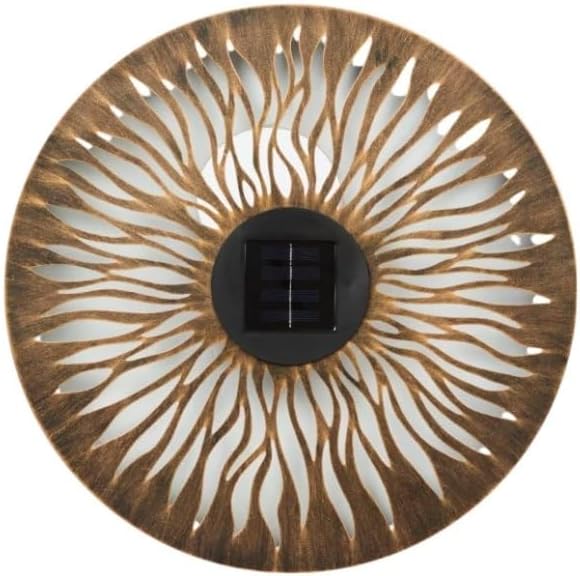  Solar Powered Metal Sun Wall Lamp Solar Garden Ornaments Metal Light Up 38cm 10 LEDs Sun Wall Art for Garden LED Light Outdoor Decorative Automatic 8 Hours Lig