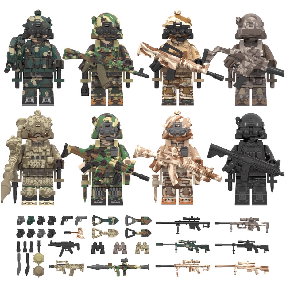 Kids Toys Tank Gun Special Forces WW2 Military Building Block Soldier Police Mini Action Figure Toys
