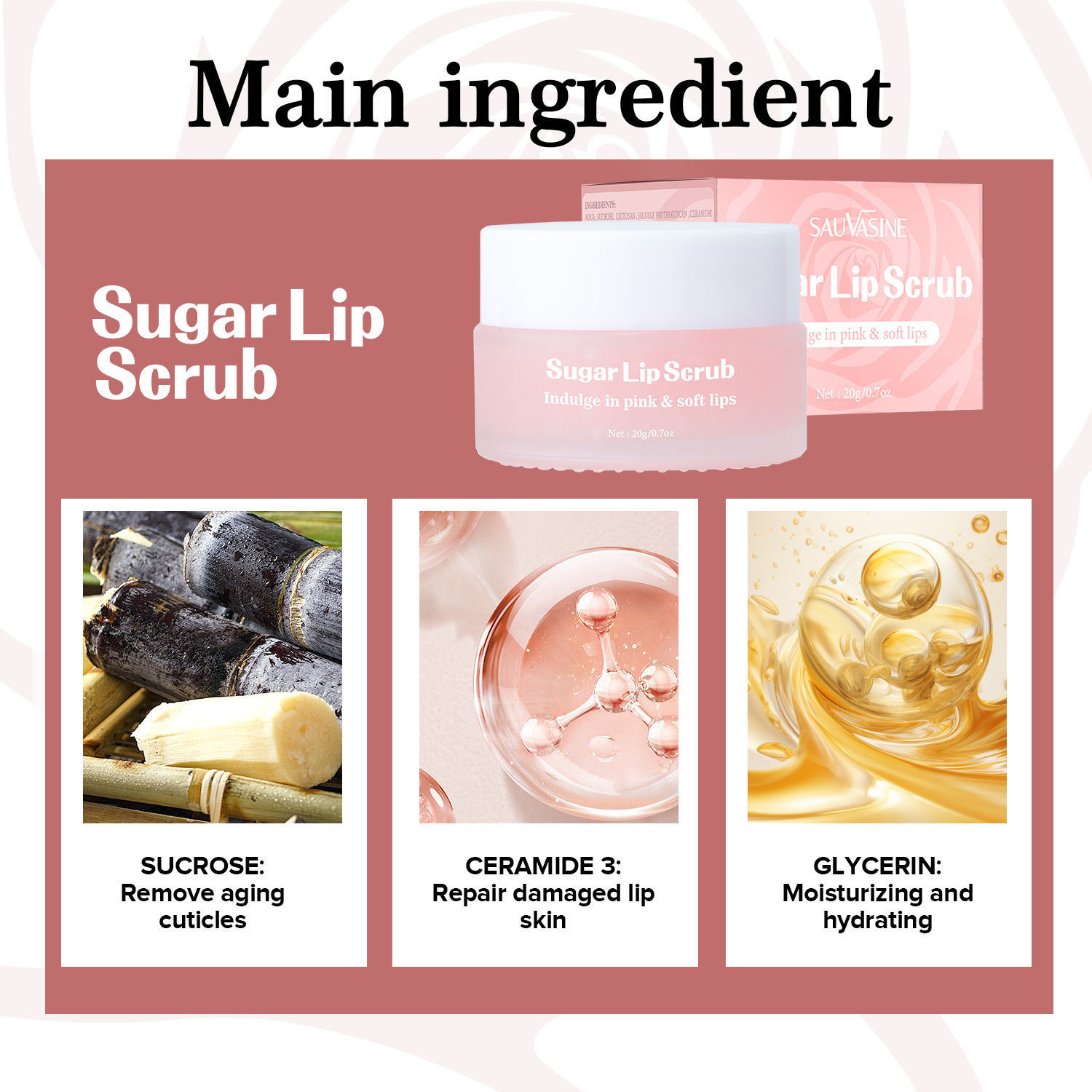 Brown Sugar Lip Scrub Exfoliating Repairing Moisturising Lip Care for Daily Use Natural 20g