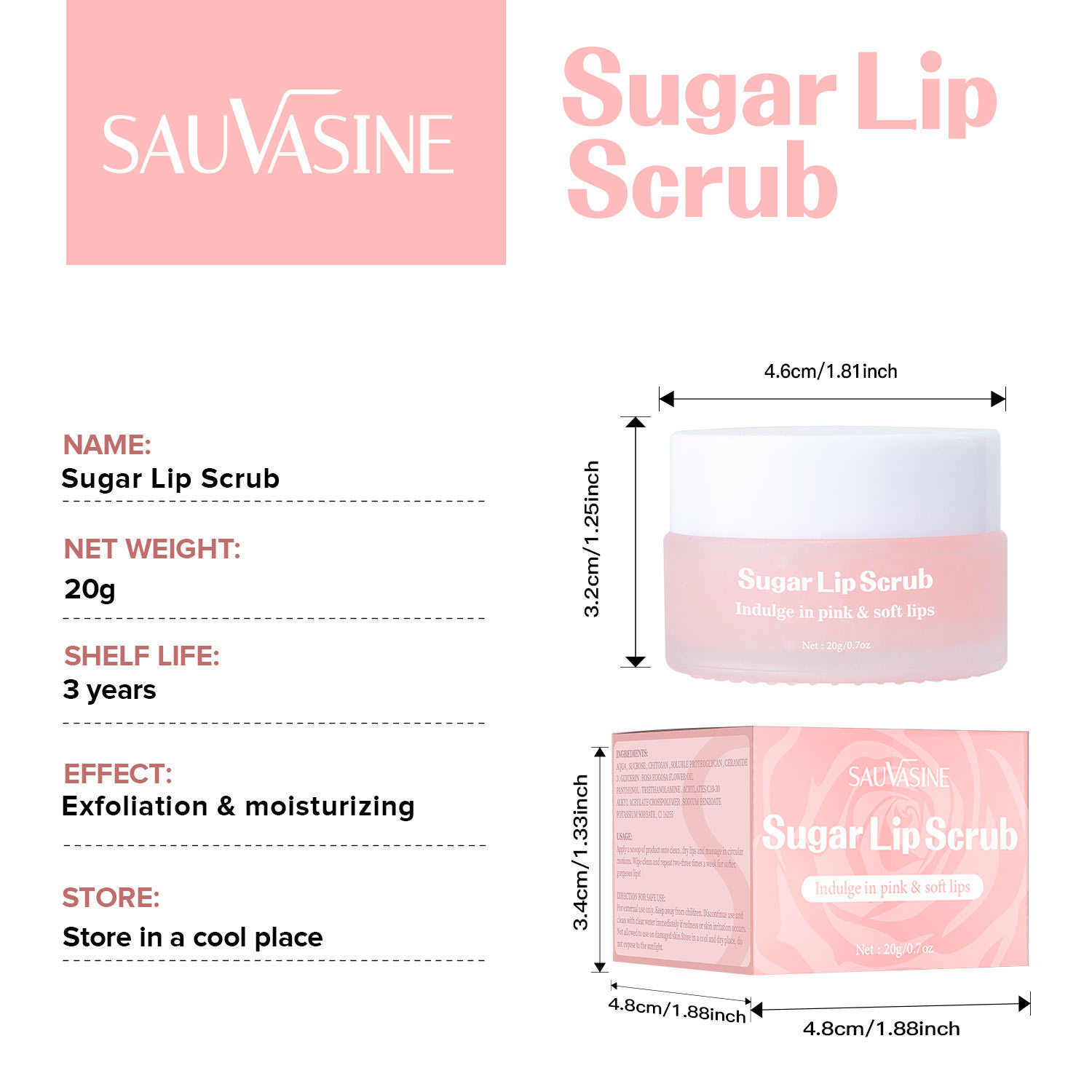 Brown Sugar Lip Scrub Exfoliating Repairing Moisturising Lip Care for Daily Use Natural 20g