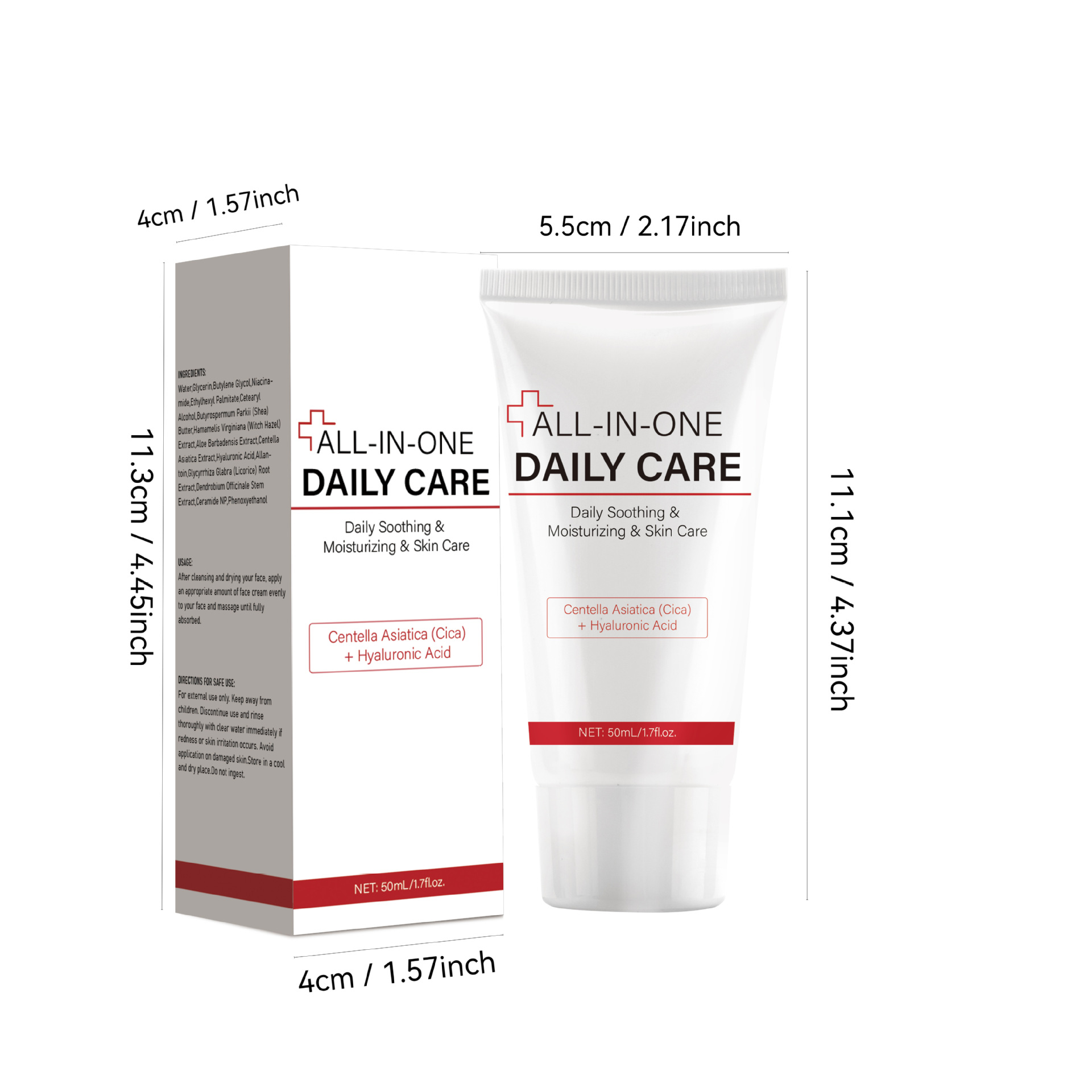All In One Daily Care Cream For Hydrating Soothing Repairing Barrier Protection And Brightening Face Moisturizer 50ml