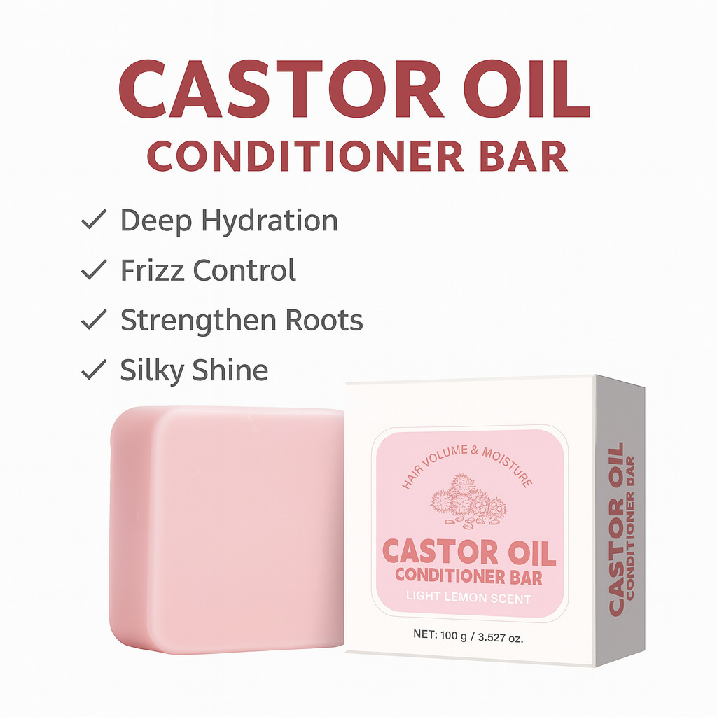 Castor Oil Hair Conditioner Bar Nourishing Smoothing For Dry Damaged Hair Daily Shampoo Alternative 100g