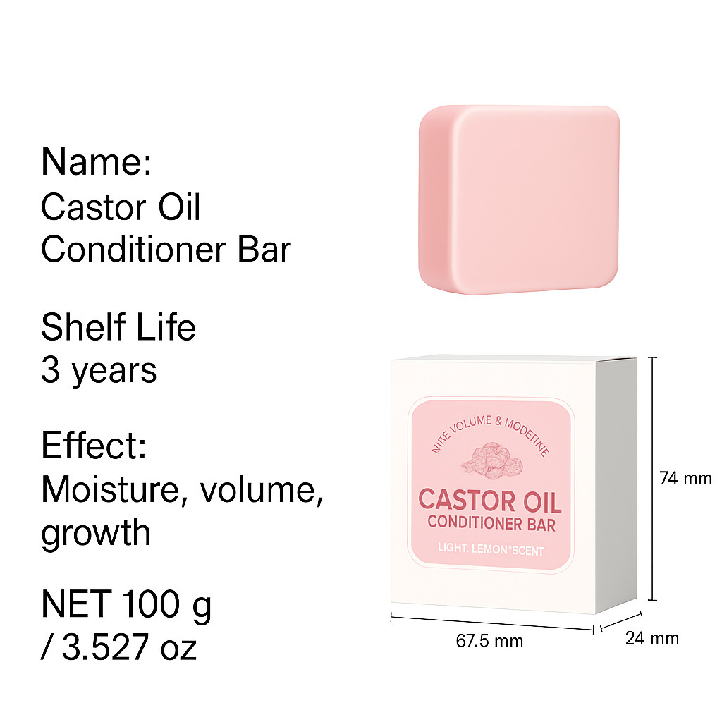 Castor Oil Hair Conditioner Bar Nourishing Smoothing For Dry Damaged Hair Daily Shampoo Alternative 100g