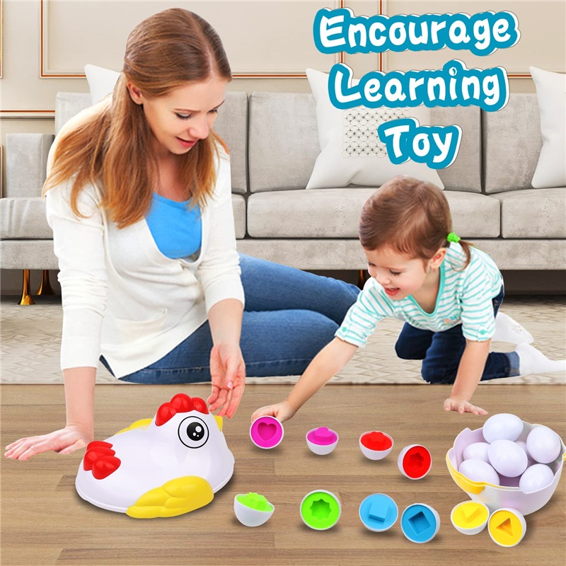 (Dinosaur) 12 Matching Eggs Montessori Sensory Baby Toys Easter Eggs Chicken Colors Shapes Sorter Learning Educational Toy For  Kids Gifts