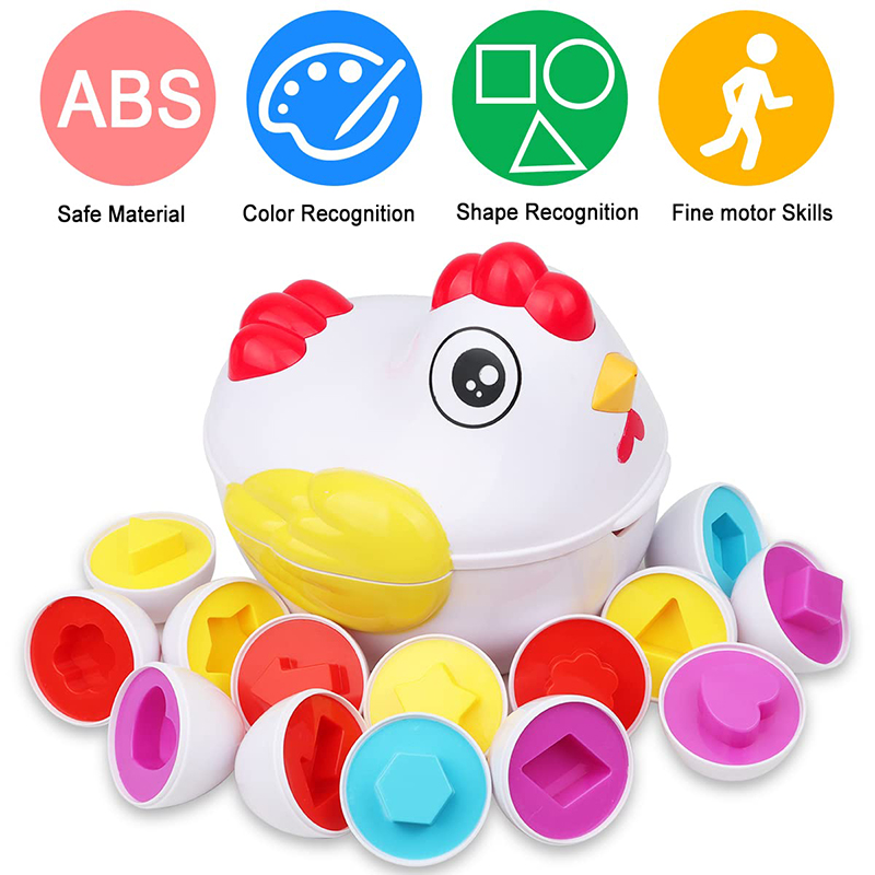 (Dinosaur) 12 Matching Eggs Montessori Sensory Baby Toys Easter Eggs Chicken Colors Shapes Sorter Learning Educational Toy For  Kids Gifts