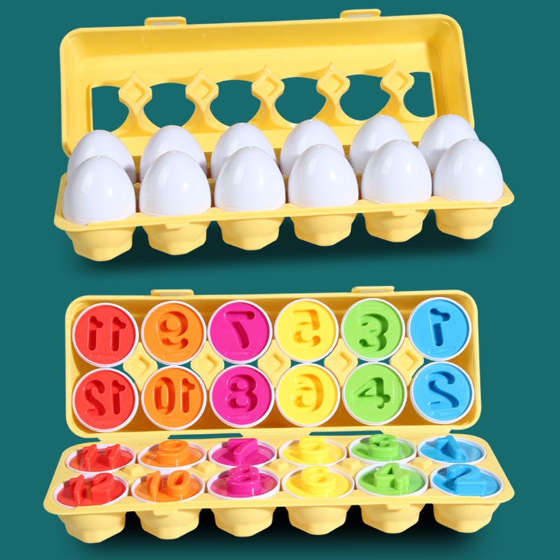 (Dinosaur) 12 Matching Eggs Montessori Sensory Baby Toys Easter Eggs Chicken Colors Shapes Sorter Learning Educational Toy For  Kids Gifts