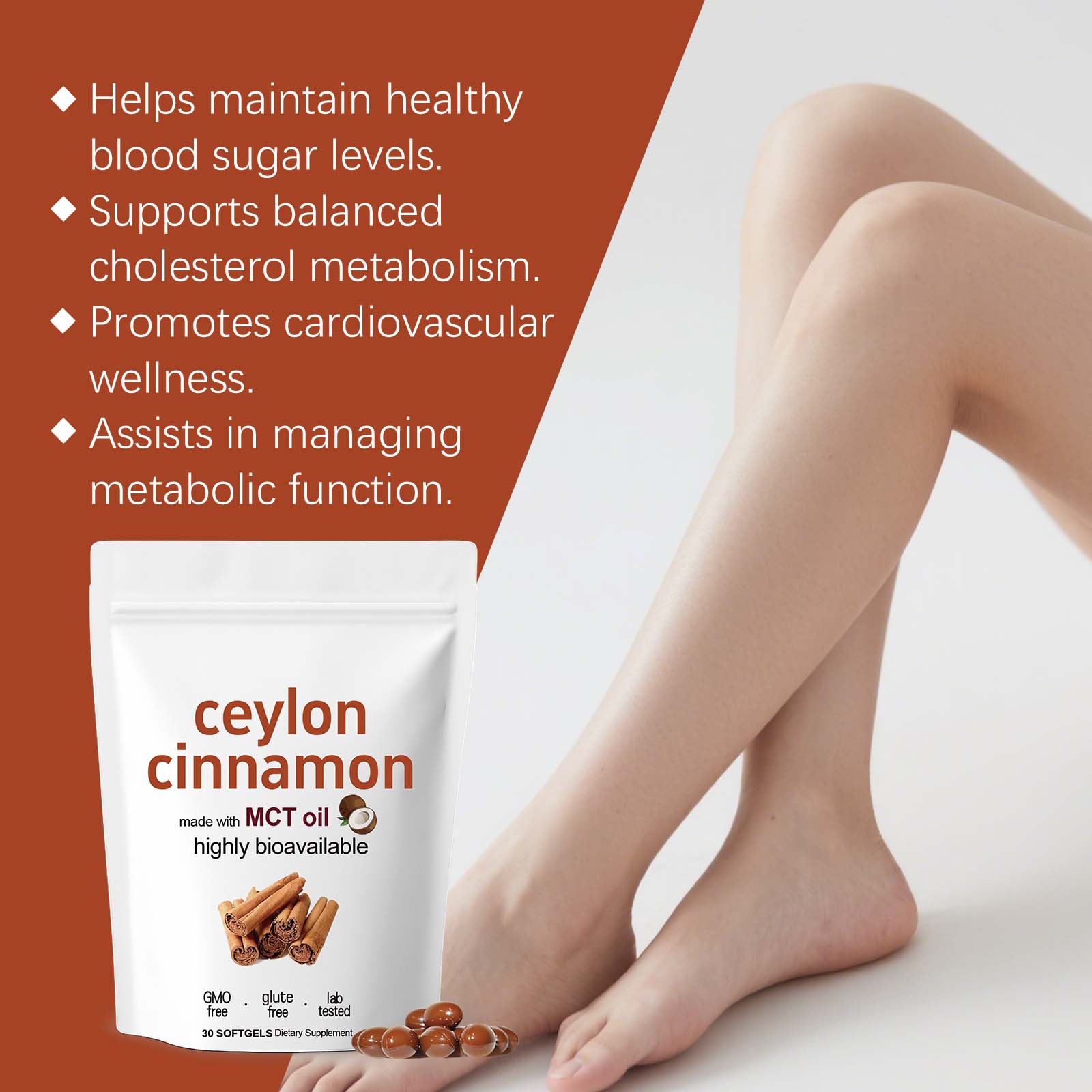 Ceylon Cinnamon Soft Capsules Daily Energy Balance Dietary Supplement Body Care Comfort Mood Boost Vitality Nutrient Support