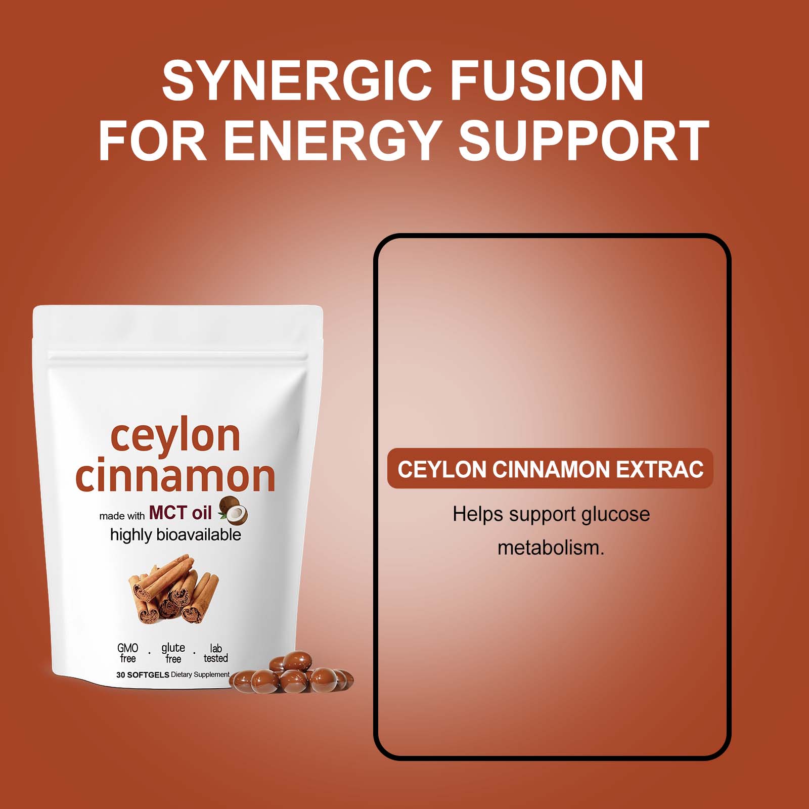 Ceylon Cinnamon Soft Capsules Daily Energy Balance Dietary Supplement Body Care Comfort Mood Boost Vitality Nutrient Support