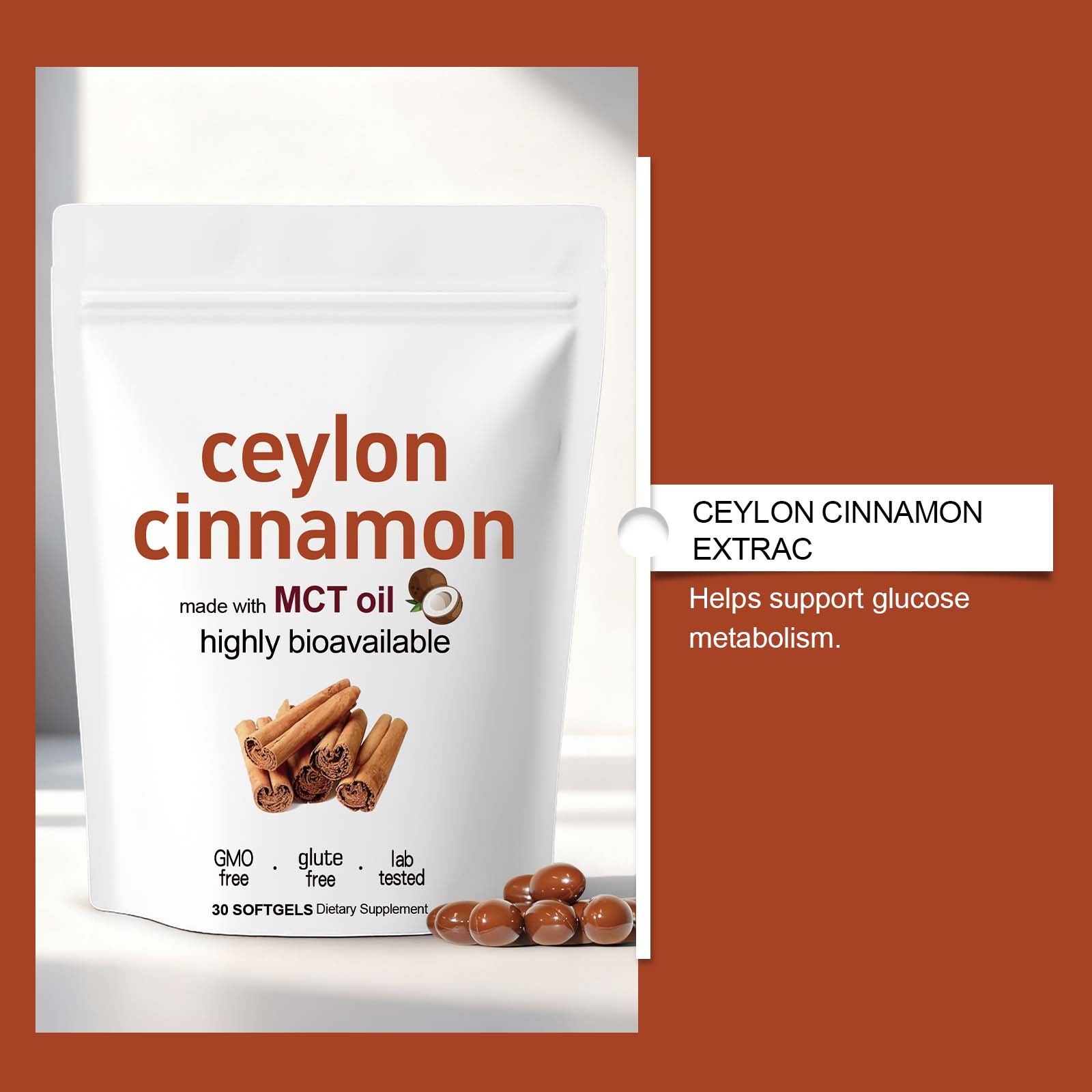 Ceylon Cinnamon Soft Capsules Daily Energy Balance Dietary Supplement Body Care Comfort Mood Boost Vitality Nutrient Support